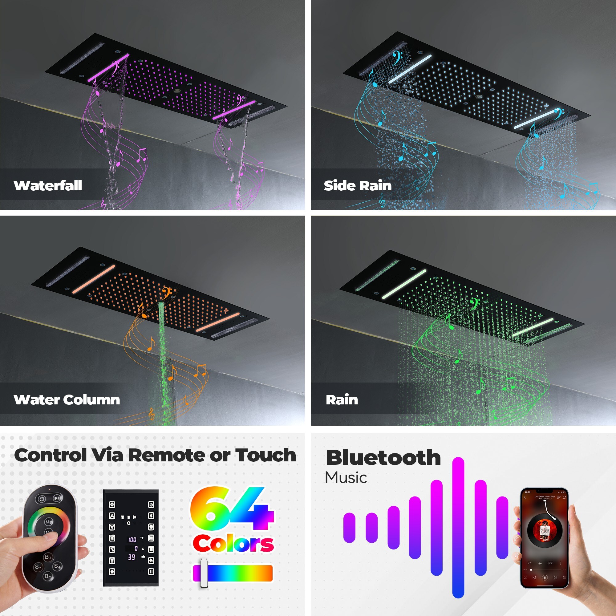 CASAINC BR01011HHCKMB Showerhead-Bar-Panels - View #10