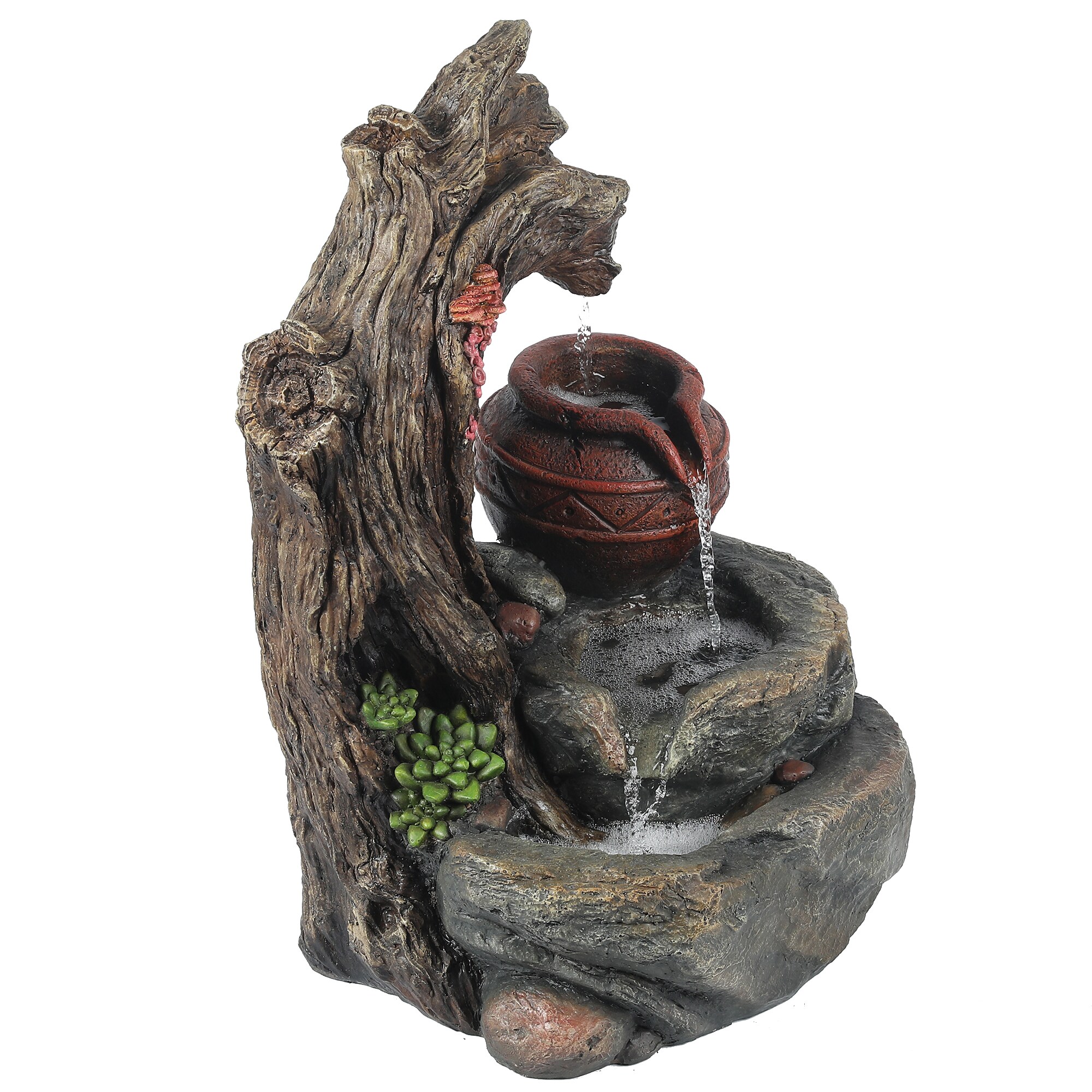 LuxenHome 23.6-in H Resin Outdoor Fountain Statue Pump Included in the ...