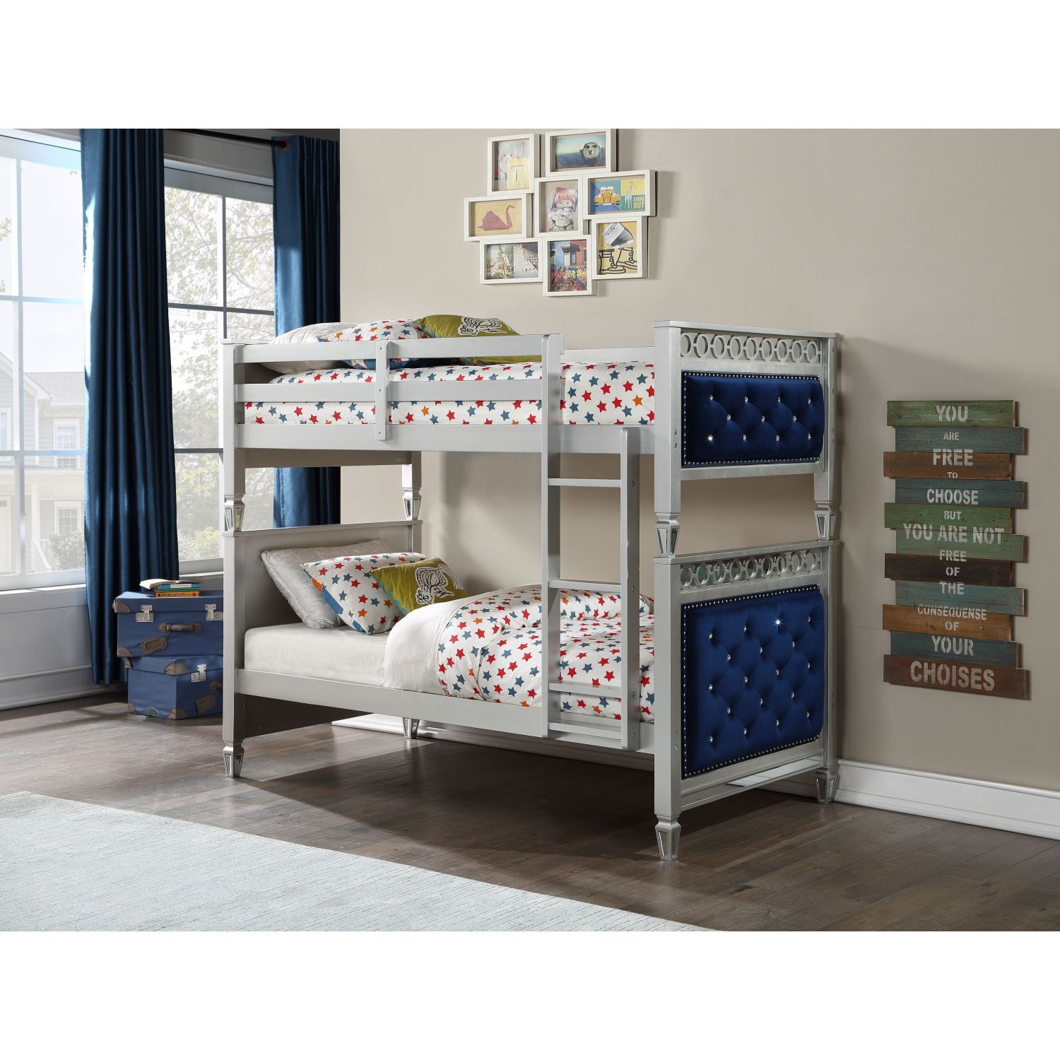 JASMODER 38330 Silver Twin Composite Platform Bed