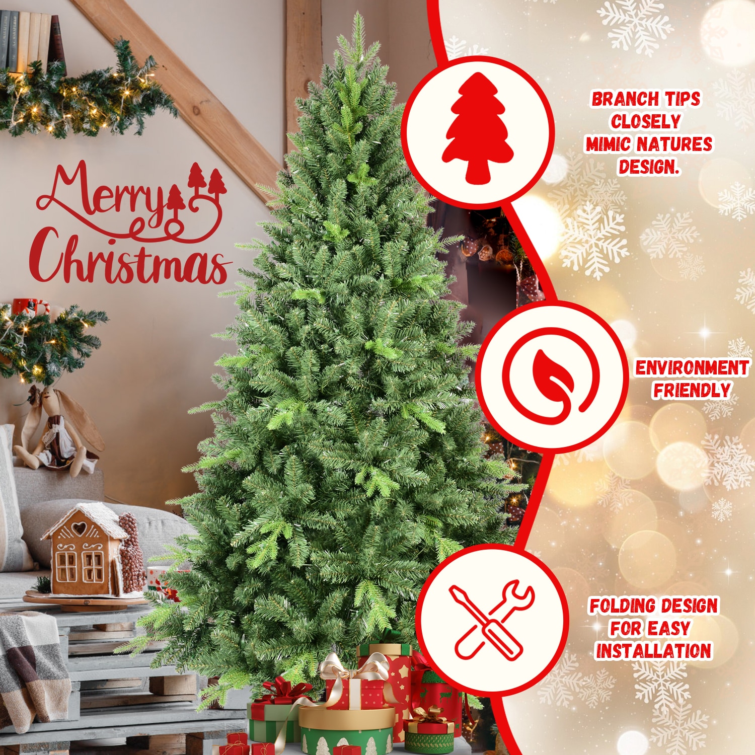 WELLFOR CM-HGY-23487US Artificial-Christmas-Trees - View #5