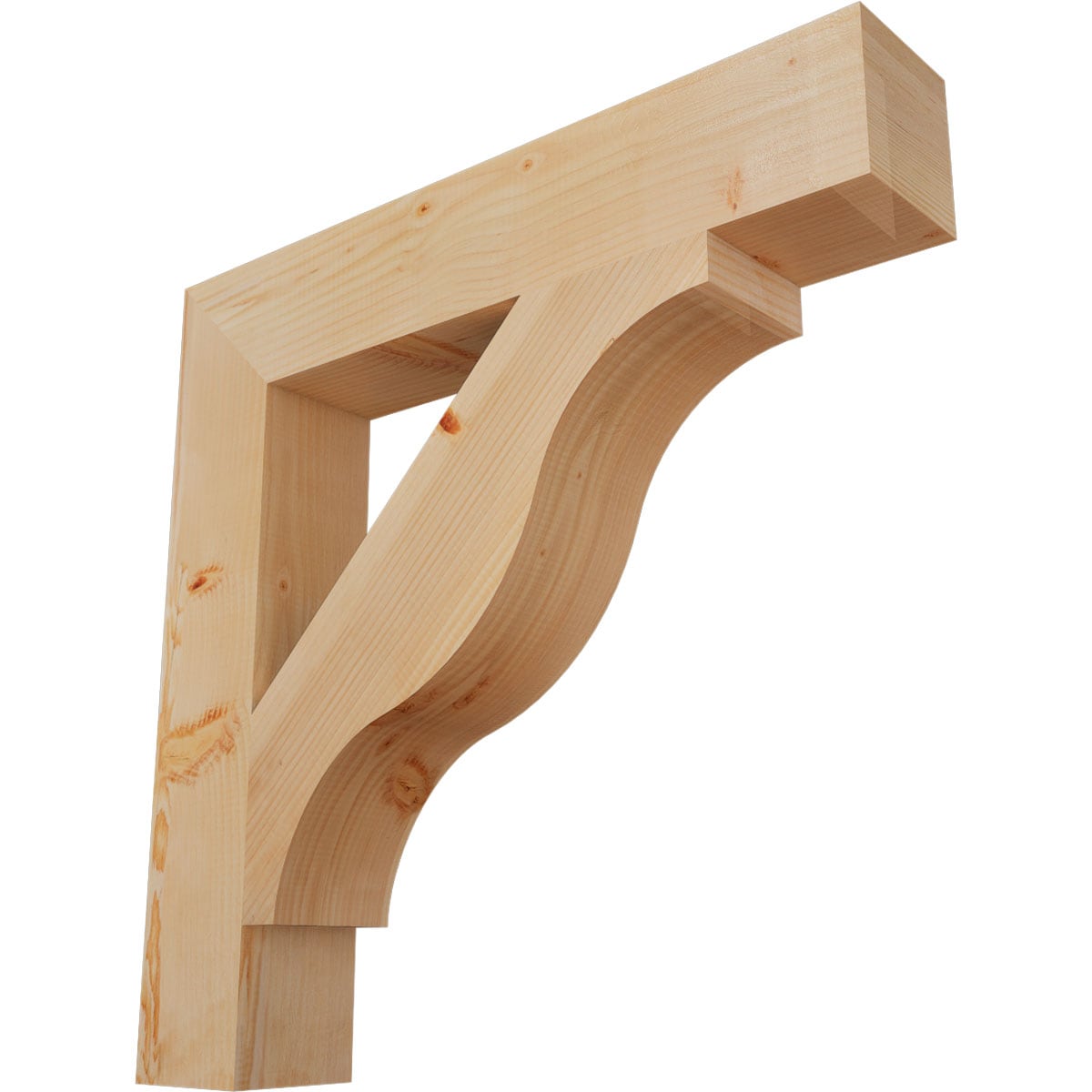 Ekena Millwork BKT06X34X34FST05SDF Funston Block Smooth 5-1/2-in x 34-in x 34-in Douglas fir Brown Wood Standard bracket