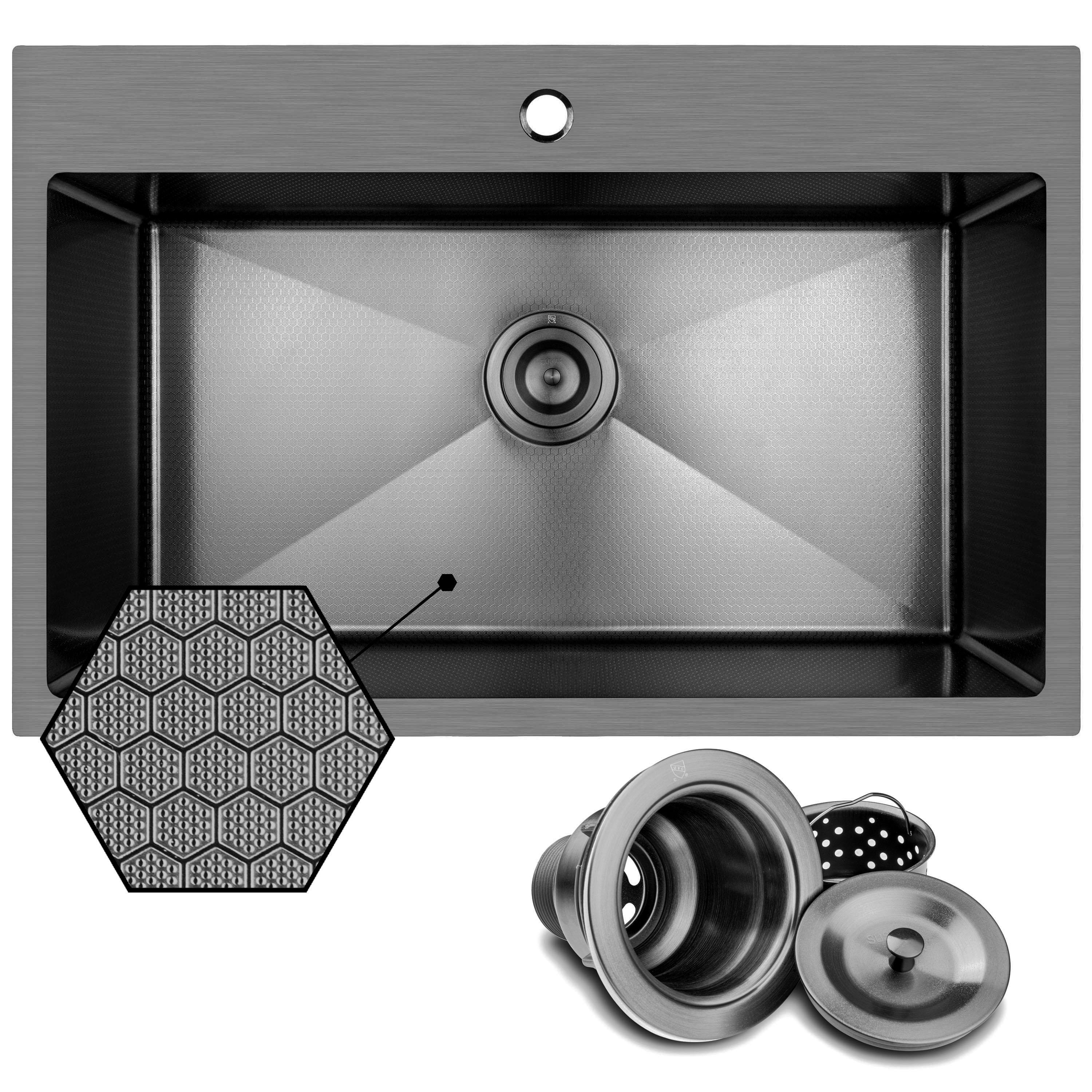 AKDY KS0329 HEX Drop-in 33-in x 22-in Stainless steel Single bowl Kitchen Sink