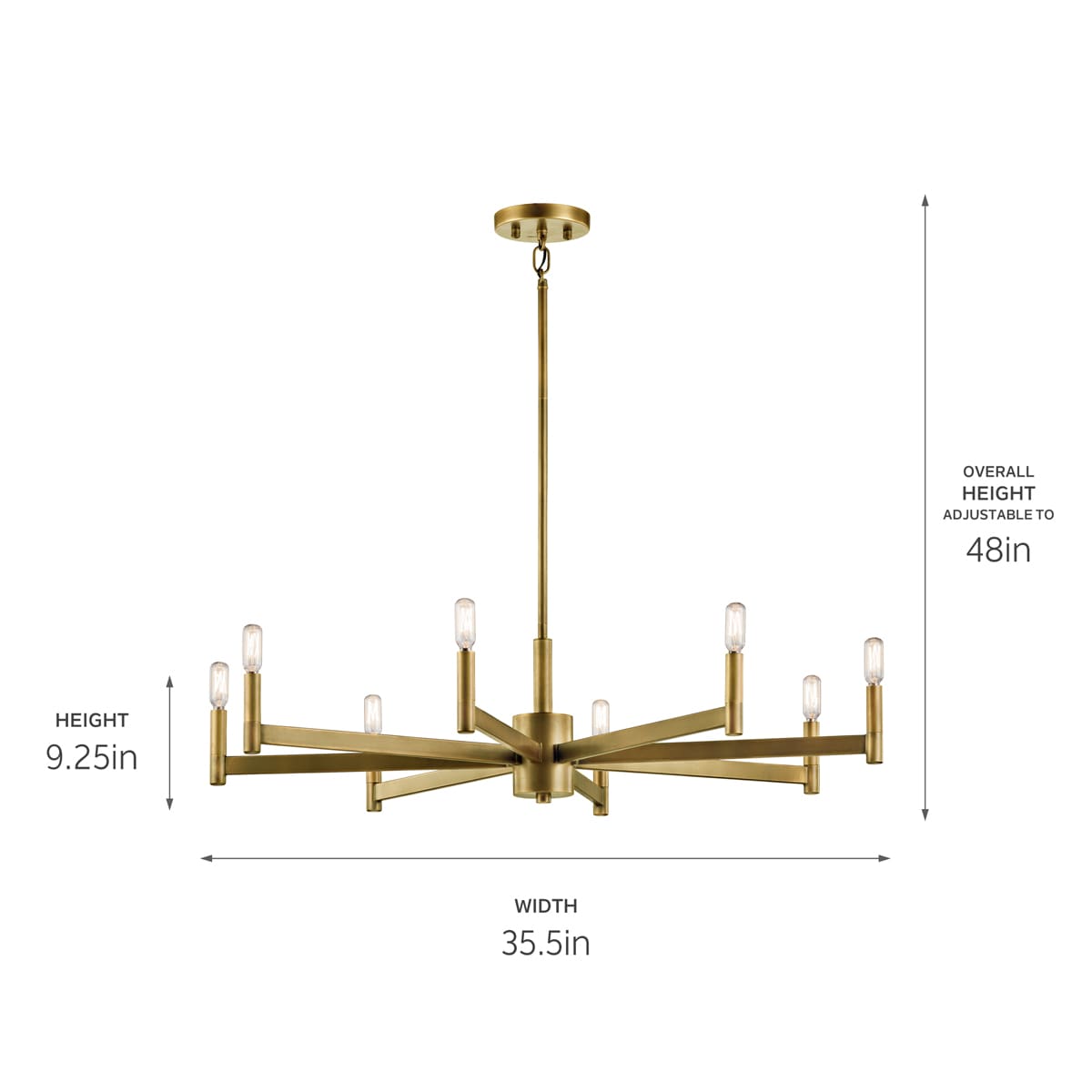 Kichler Erzo 8-Light Natural Brass Modern/Contemporary Dry rated