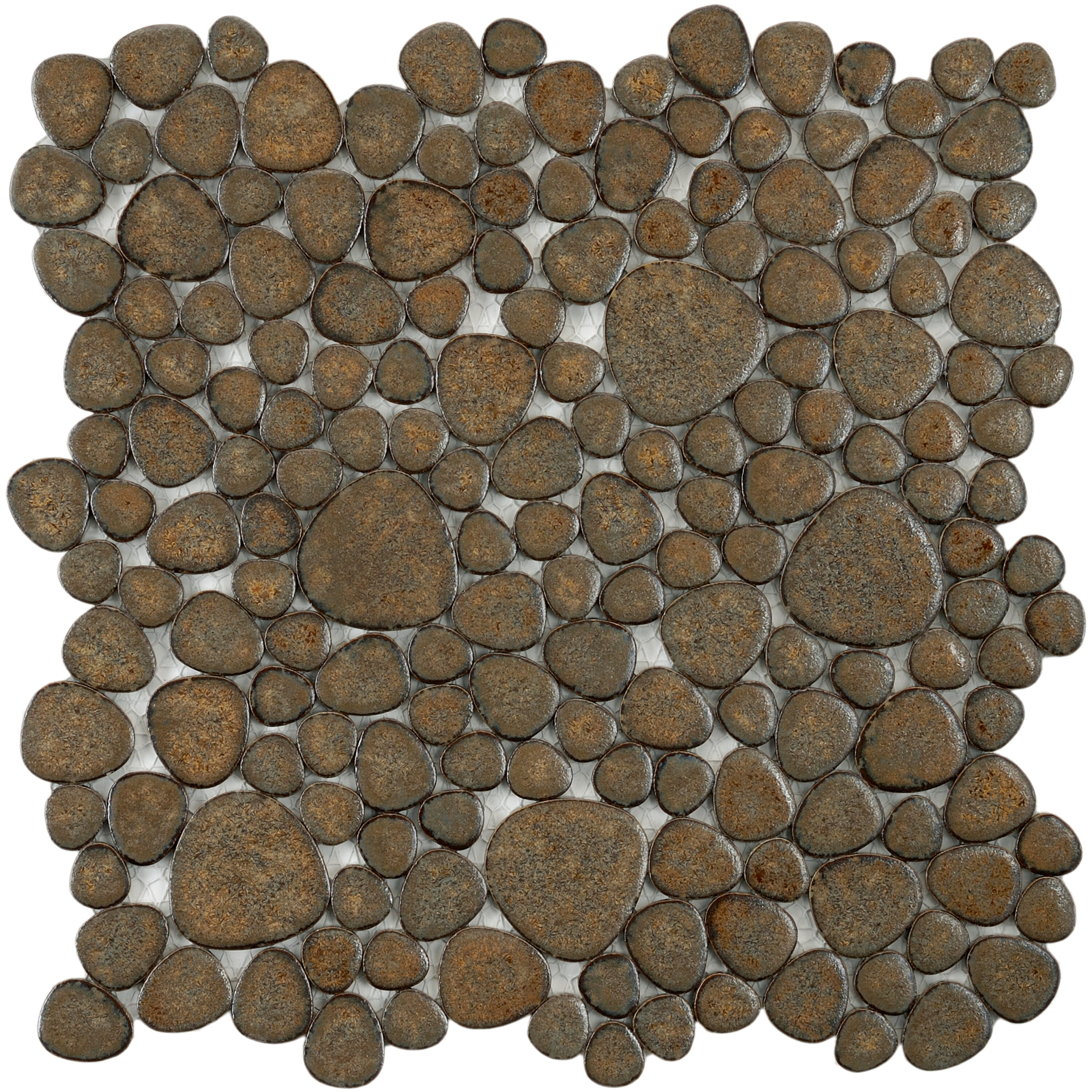 Affinity Tile S1FKOPS720 Sample - Pebble Brownstone 6-in x 6-in Glossy Porcelain Floor and Wall Tile