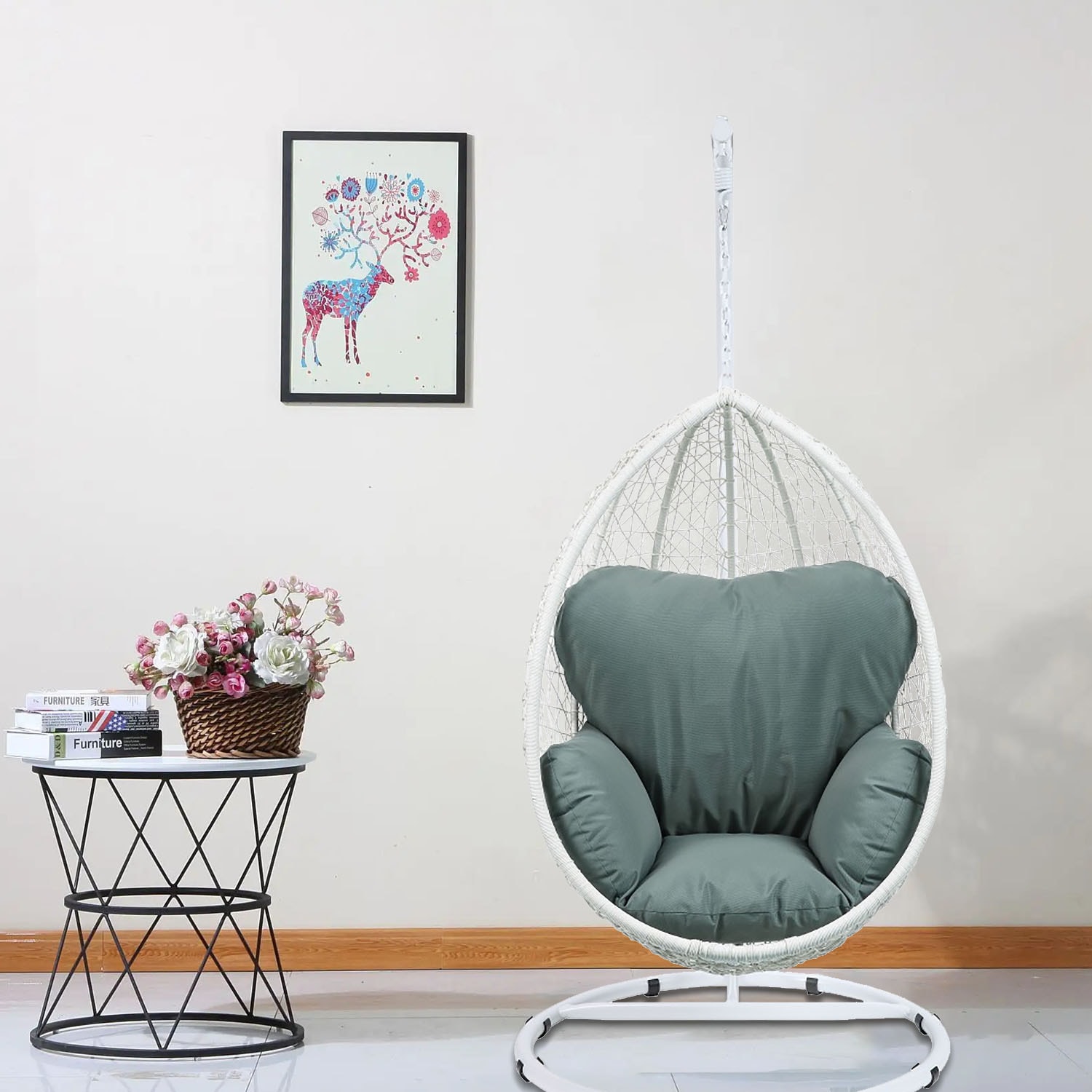 White hanging egg cheap chair