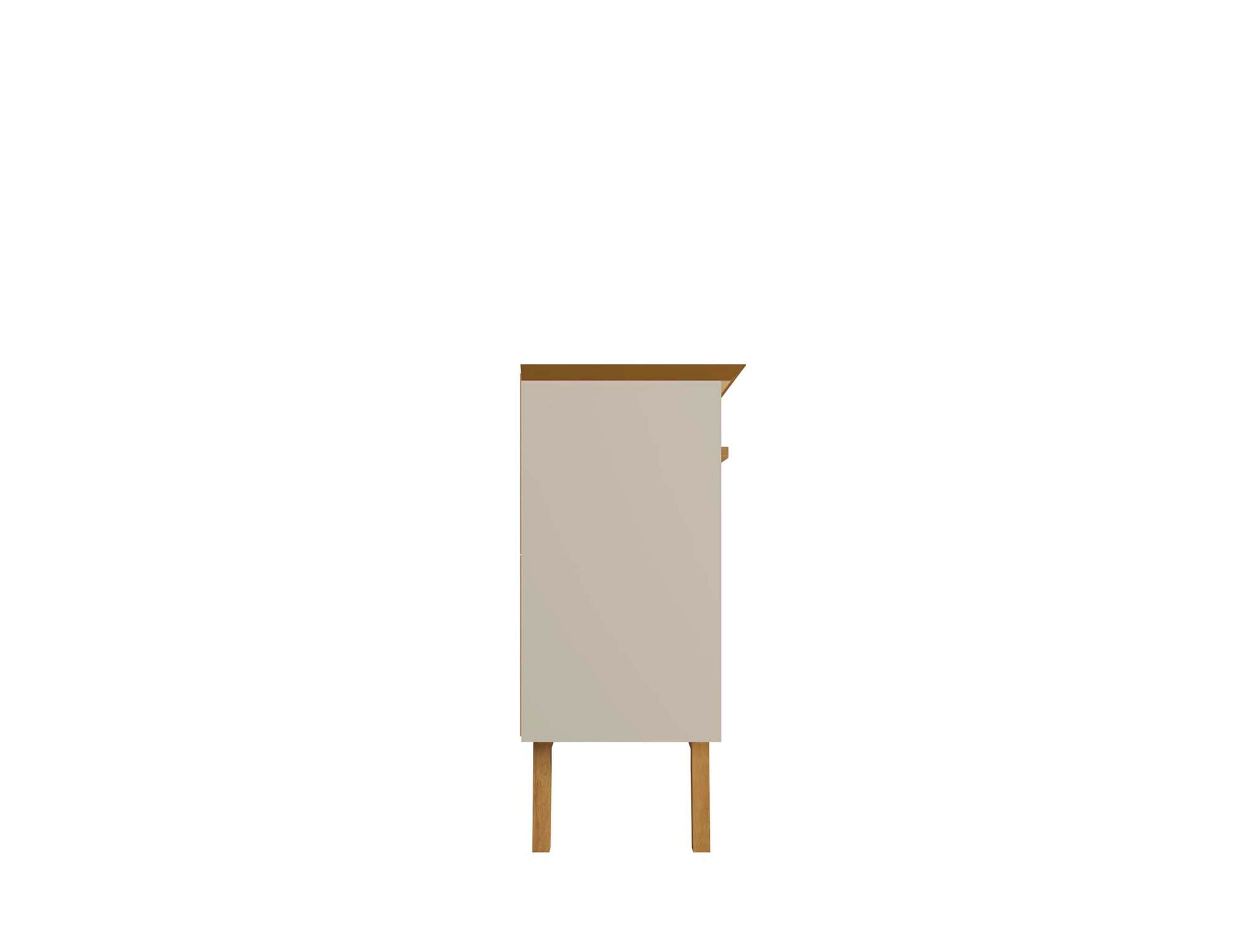 Off White and Cinnamon Mid-Century Modern Sideboard with Solid Wood Legs