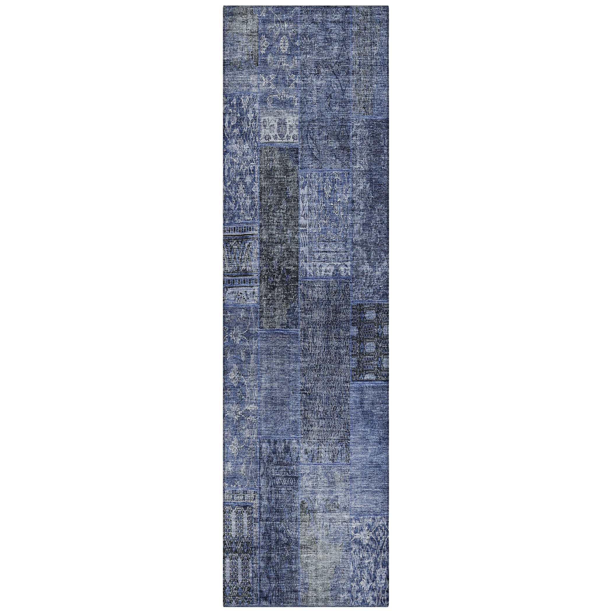 Addison Rugs ACN669NA2X8 Chantille ACN669NA 2 x 7 (ft) Polyester Navy Rectangular Indoor/Outdoor Geometric Machine washable Runner rug