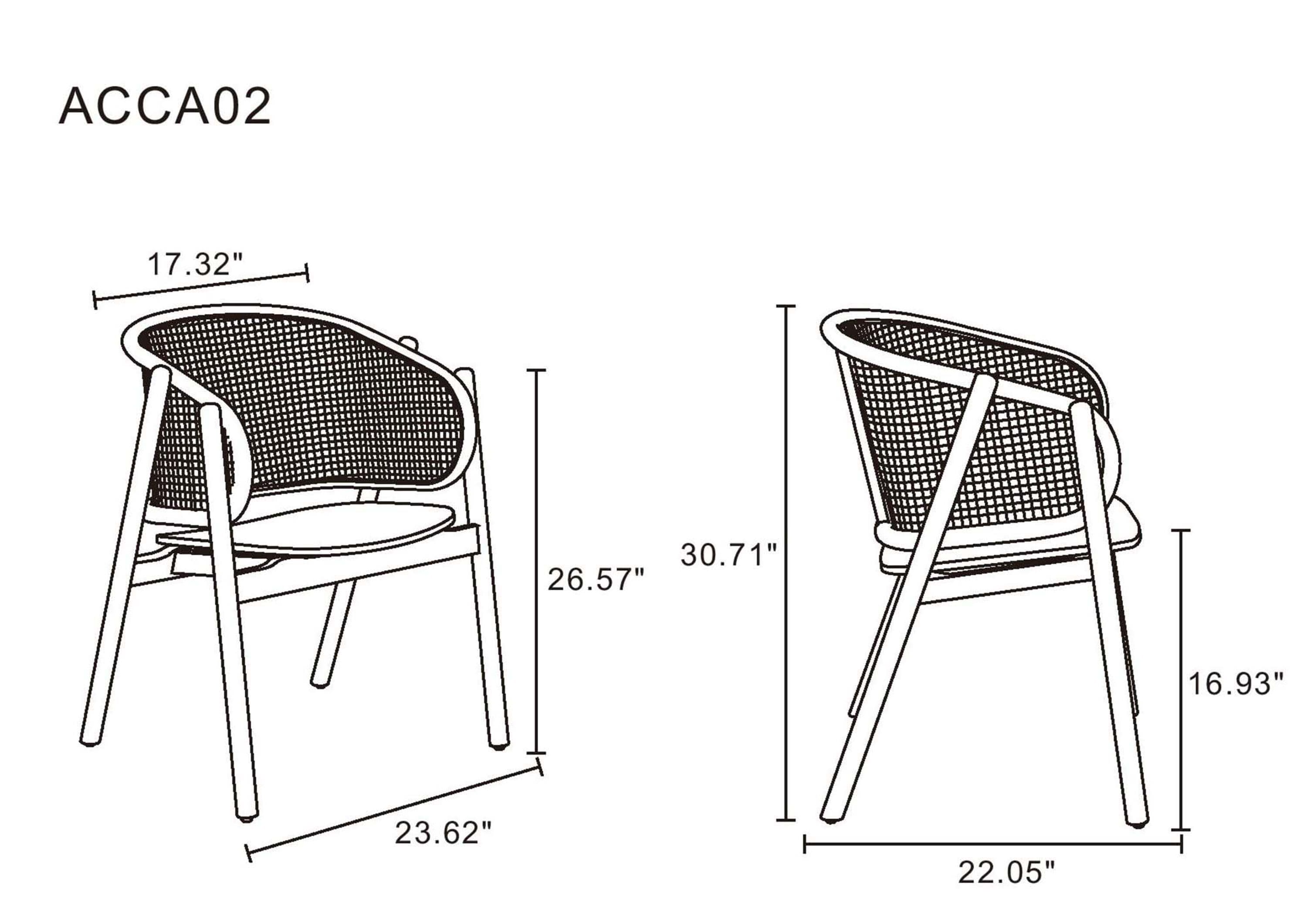 Black Ash Wood Round Dining Table with 4 Cane Chairs