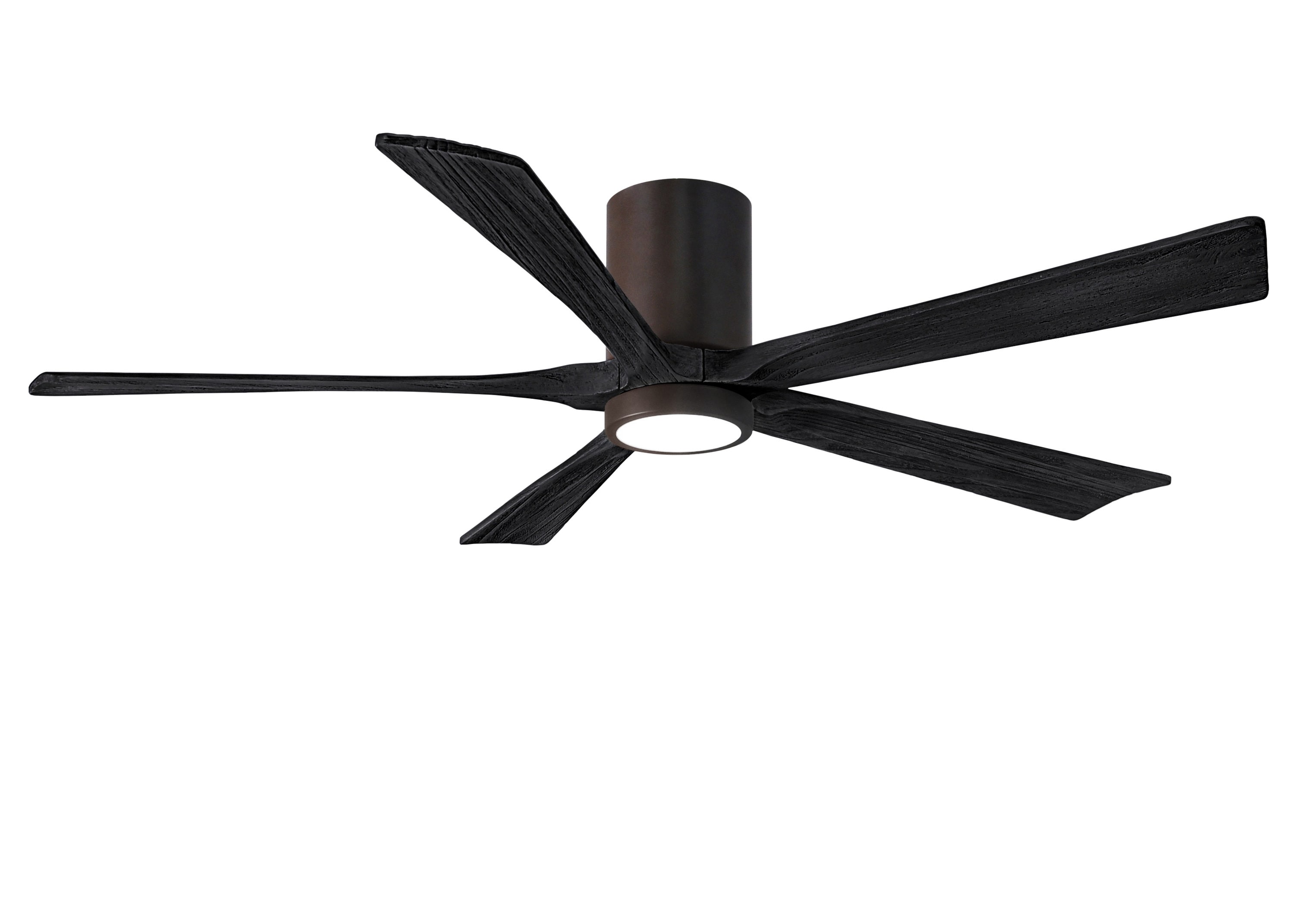 Matthews Fan Company IR5HLK-TB-BK-60 Irene-5HLK 60-in Color-Changing Integrated LED Outdoor Flush Mount Textured Bronze with Matte Black Blades Ceiling Fan With Light - Remote Included ( 5 -Blade )