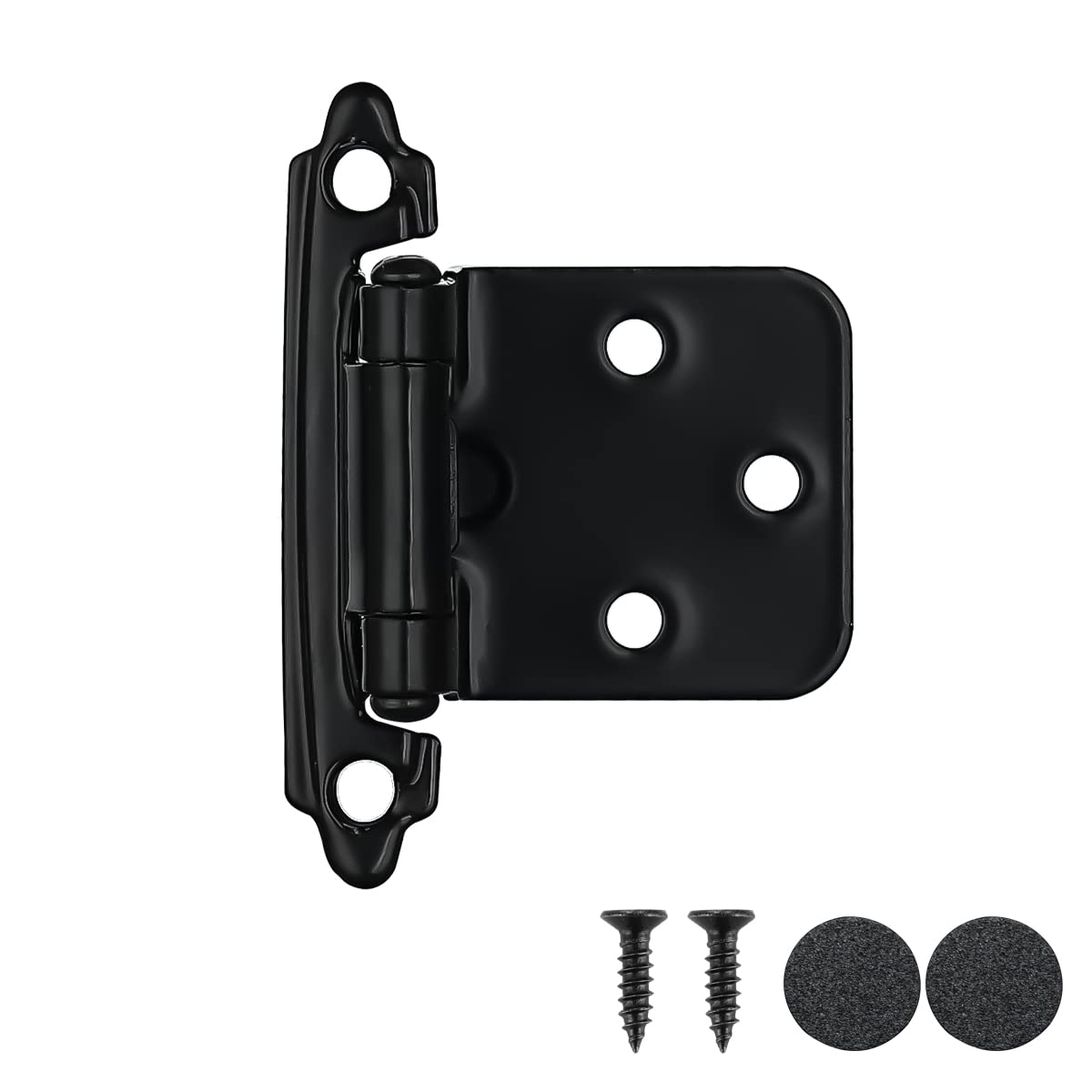 Misopily  1 2 Inch Overlay Cabinet Door Hinges Black 20 Pack 10 Pairs Flush Face Mount Cupboard Self Closing Kitchen Cabinet Hinges with Door