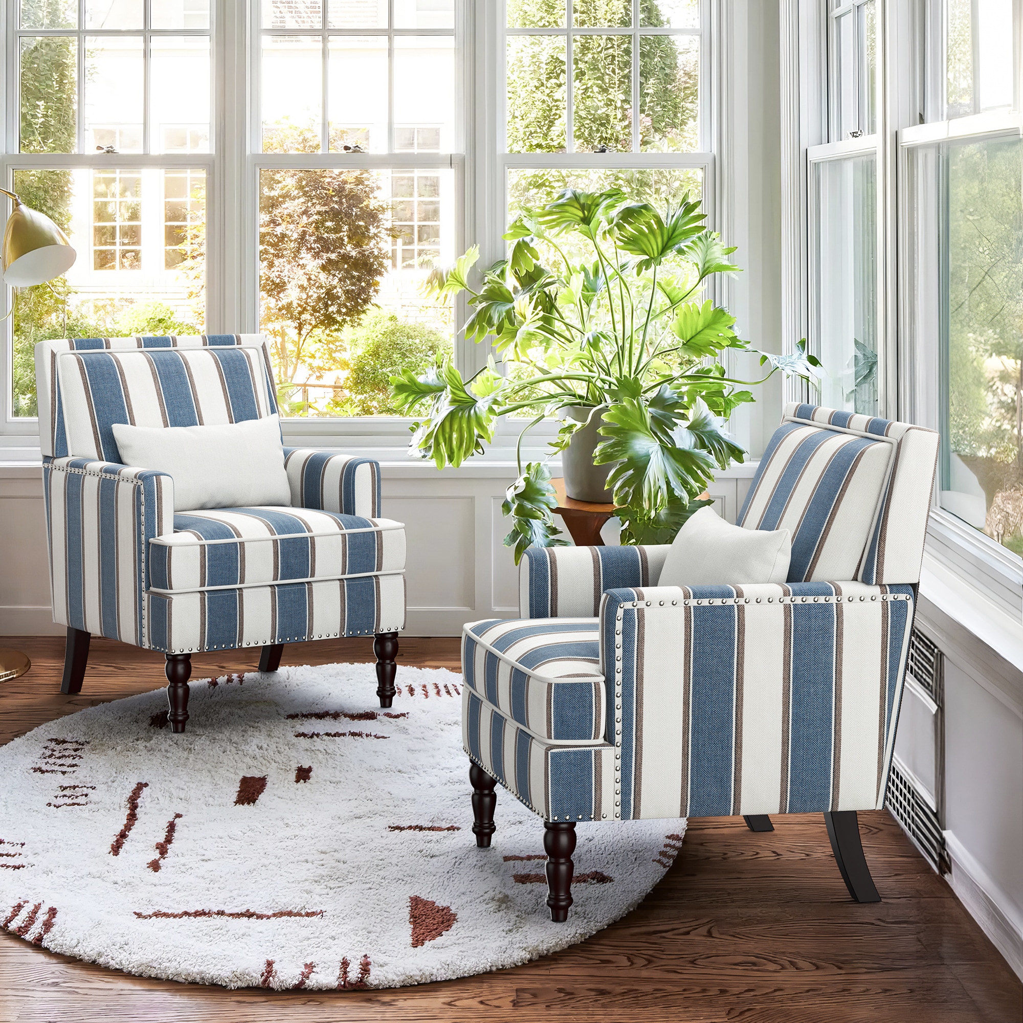 LUE BONA 2SG-007-03LS 2 Modern Blue/White Accent Chair