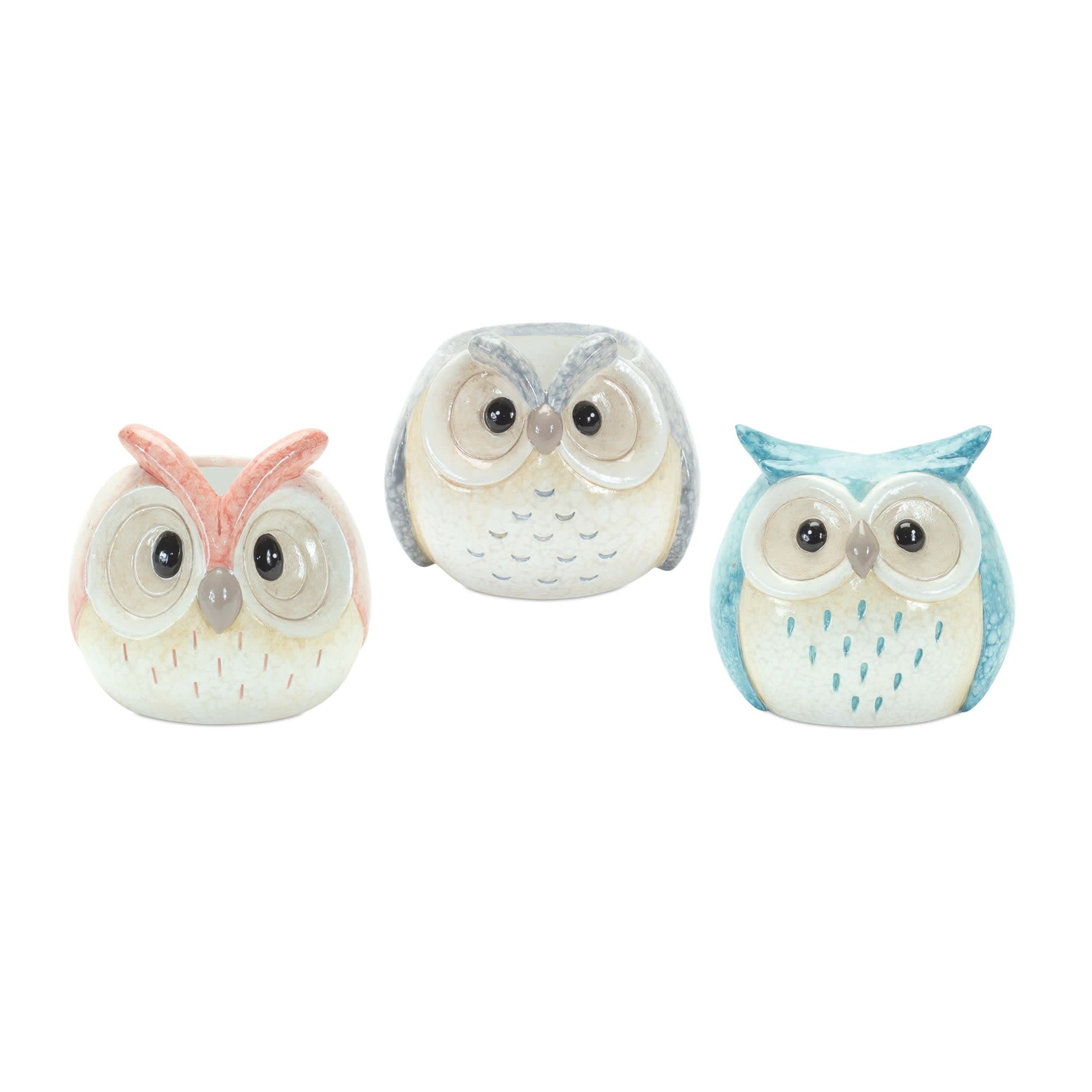 Melrose International 85083DS Owl (Set of 3) 3.75H 4H 4.25H Terra Cotta