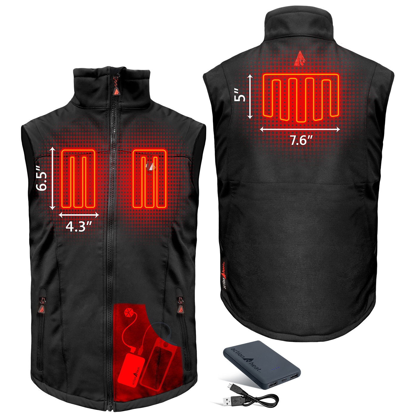 ActionHeat Men's Black Polyester Heated Vest (4Xl) in the Work Jackets &  Coats department at