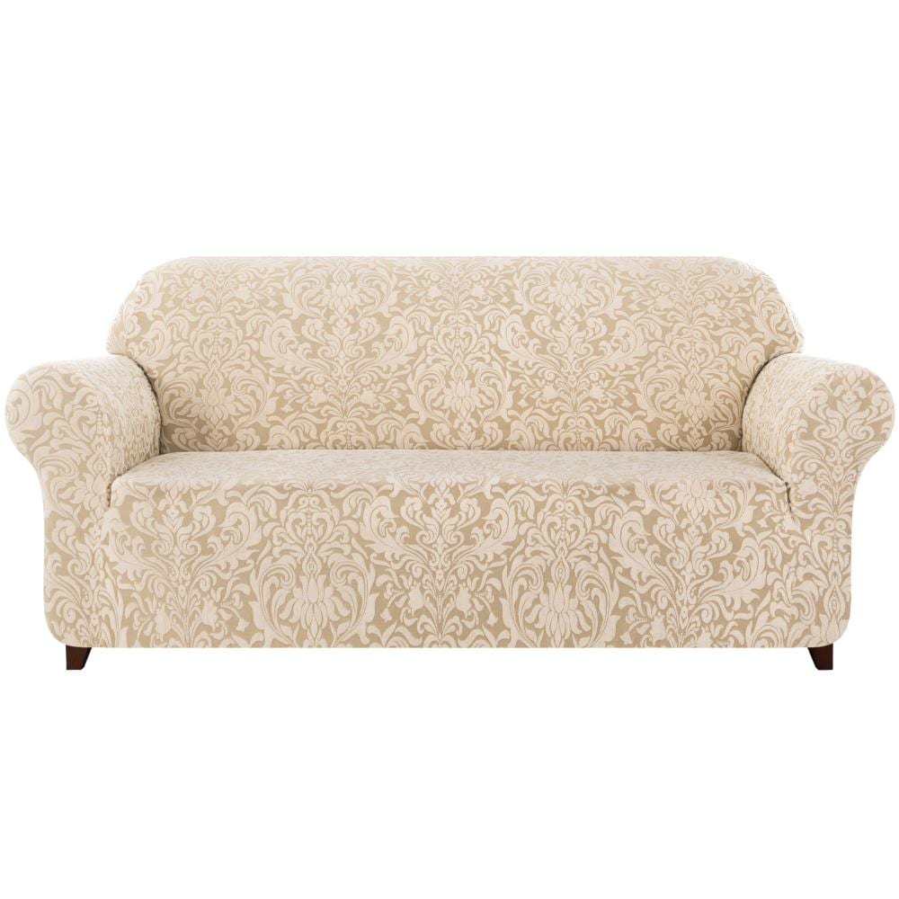 Subrtex SBTDTHSFT118 Damask Linen Jacquard Loveseat Slipcover 70-in W x 41-in H x 42-in D