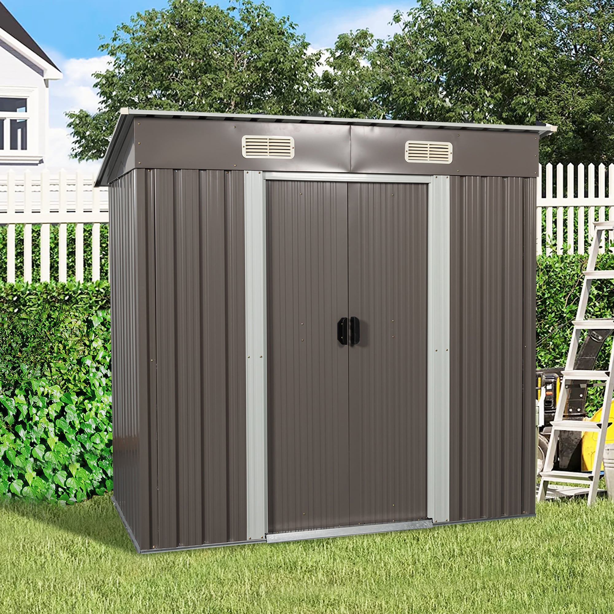 WELLFOR GGJS00464GY 6-Feet x 4-Feet GA Horizon Galvanized steel Storage Shed
