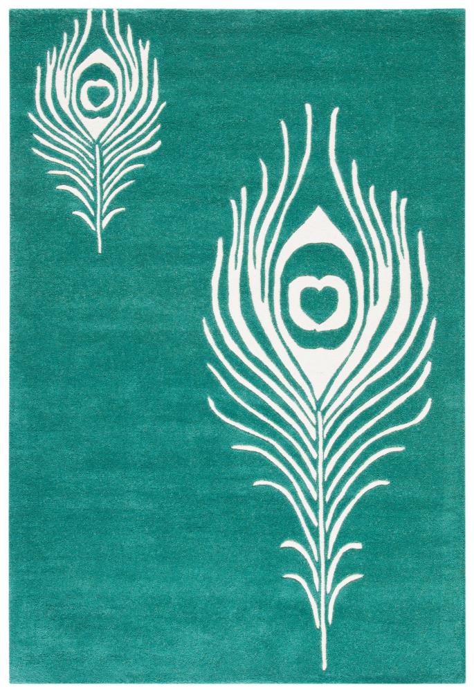 Safavieh SOH704T-4 Soho Pinion 4 x 6 (ft) Tufted Wool Teal/Ivory Rectangular Indoor Abstract Area rug