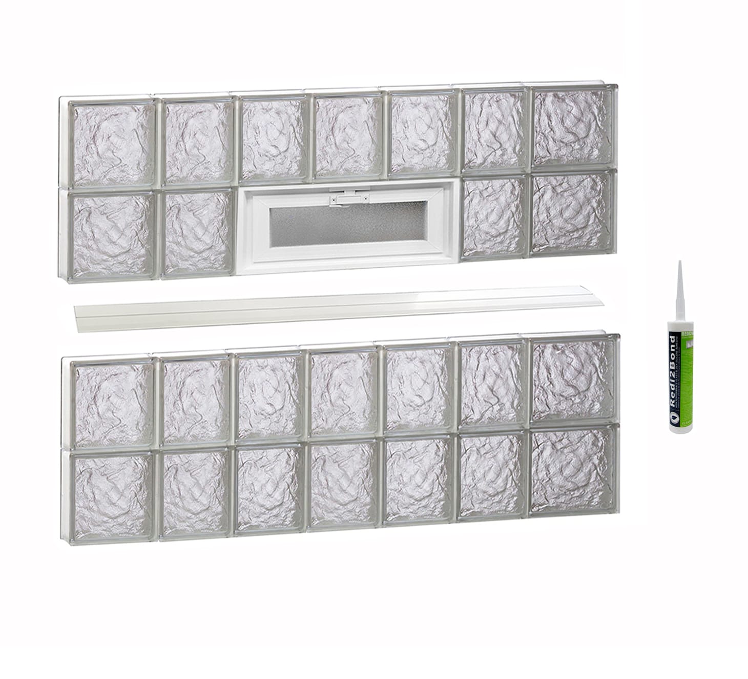 REDI2SET V4632IS Ice Glass 44-1/4-in x 31-in Frameless Replacement Vented Glass Block Window
