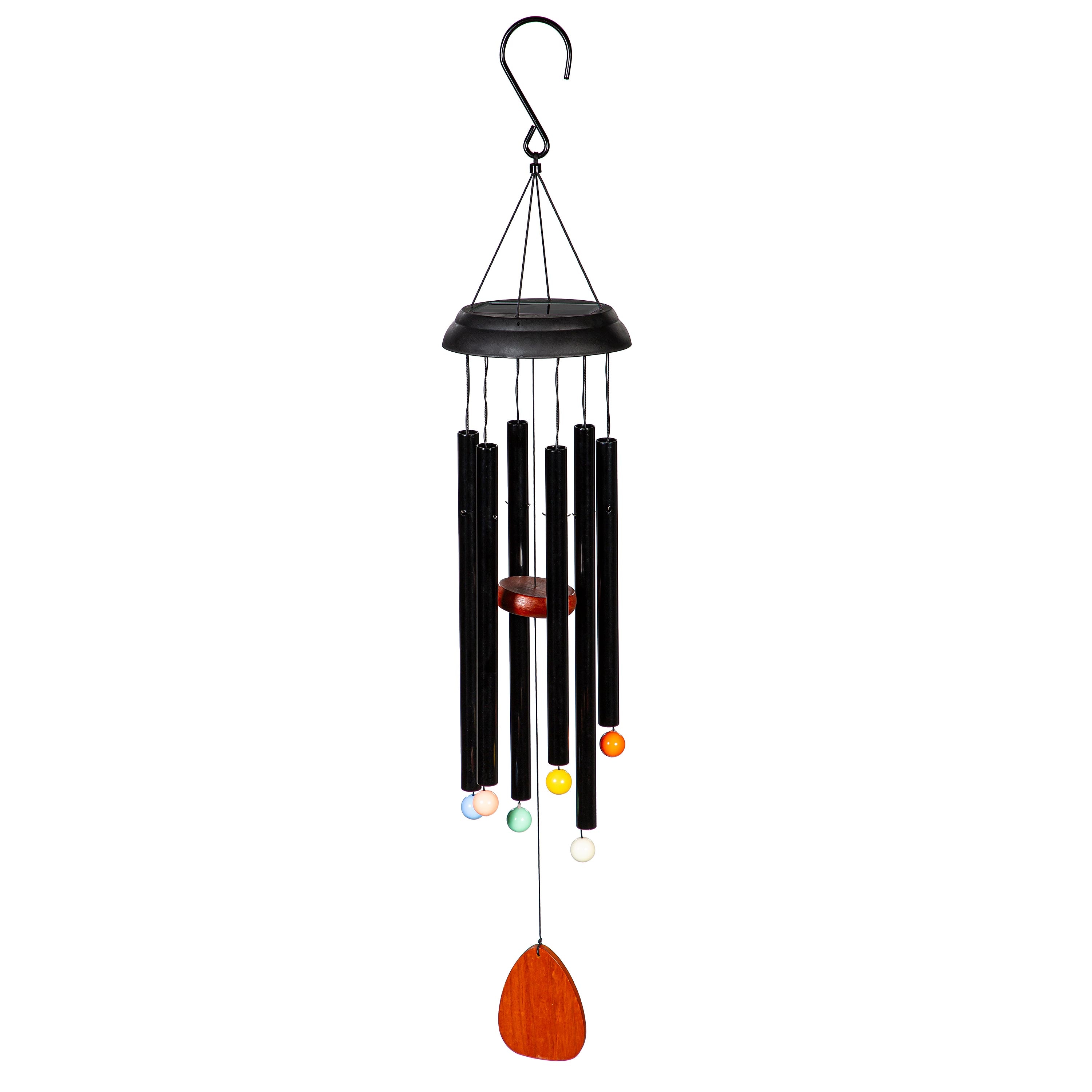 Evergreen 2WC2570 36.22-Inches Black Metal Solar Wind Chime