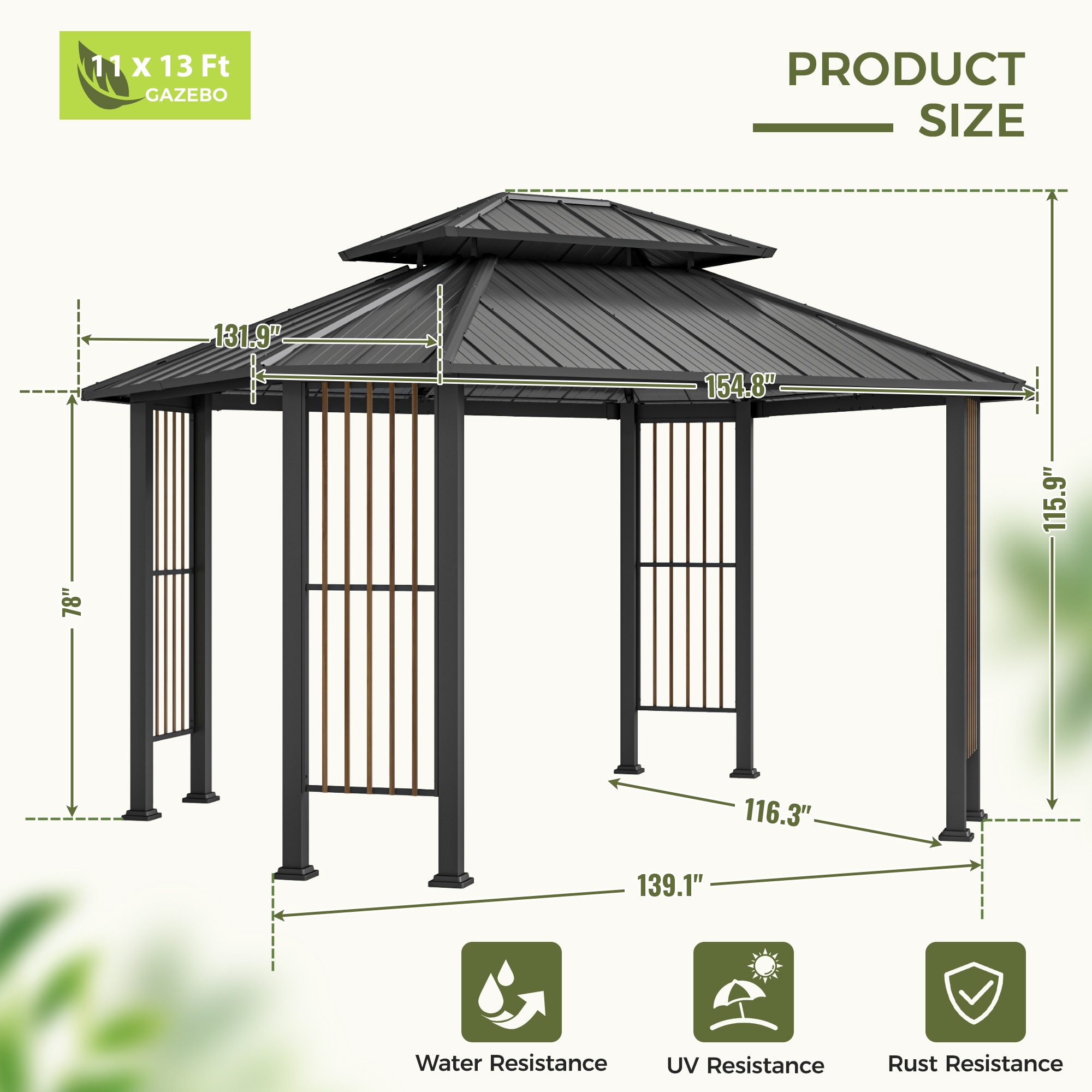  ZPSOTPF-1113-H-WL3 Wood-Resin-Gazebos - View #2