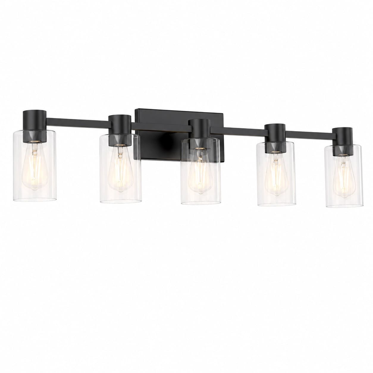 Aoibox -  5 Light Matte Black Bathroom Vanity Light with Clear Glass Shades 37 8 in Wall Mount Fi...