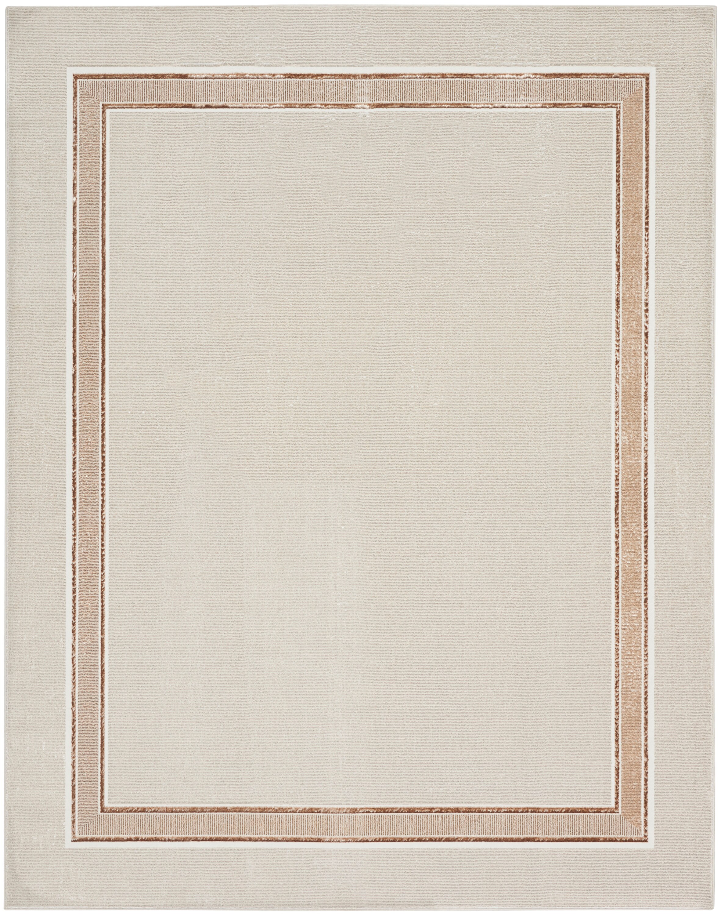 Ivory Cream Geometric 8' x 10' Easy-Care Synthetic Area Rug