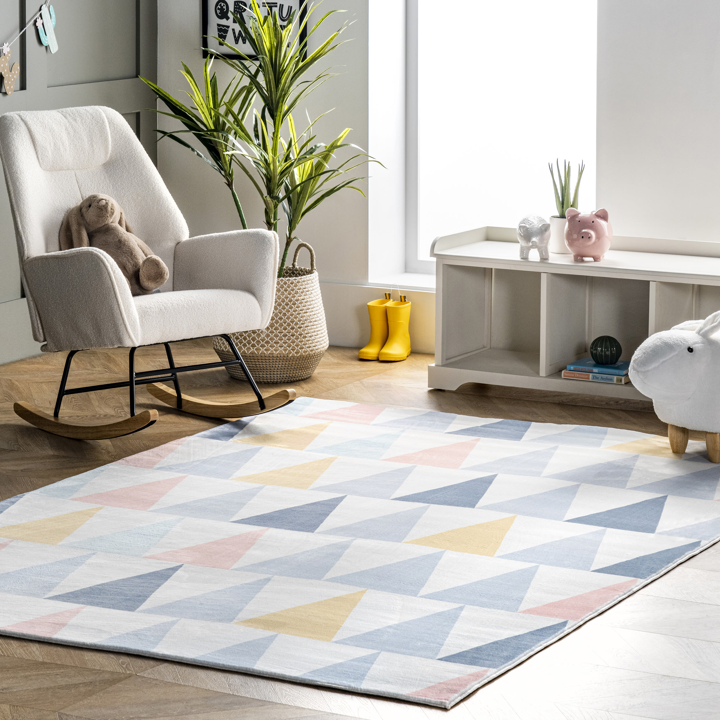 nuLOOM HJWM02A-508 Whimsy 5 x 8 (ft) Loomed Polyester Multi Rectangular Indoor Geometric Area rug