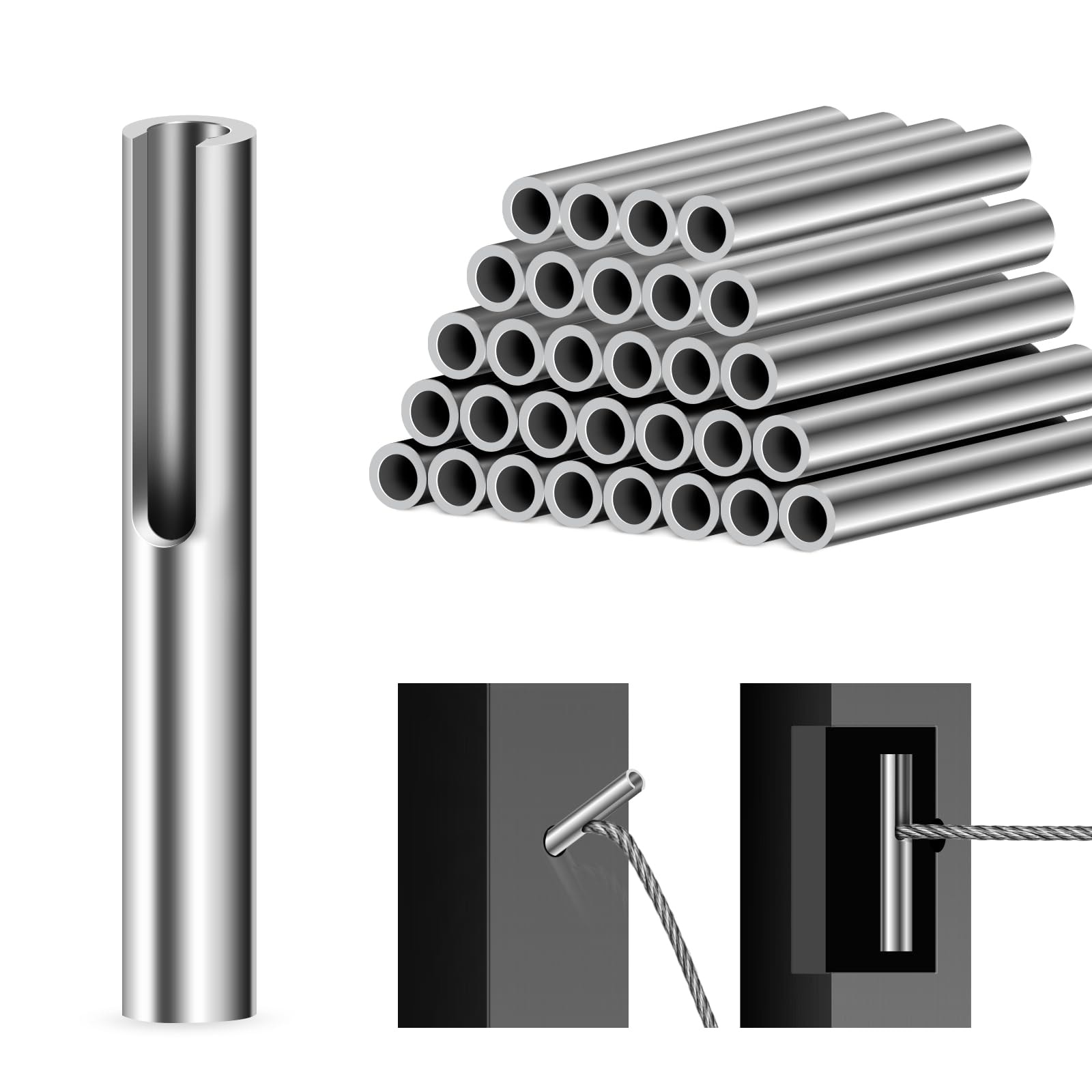 ITOPFOX  30 Pack 1 8 Inch Invisible Cable Railing Kit Terminal Toggle Anchor Angle T316 Stainless Steel Adjustable Hardware for Metal Corner and Wall Post 44mm Length Fits 5 16 Inch Hole