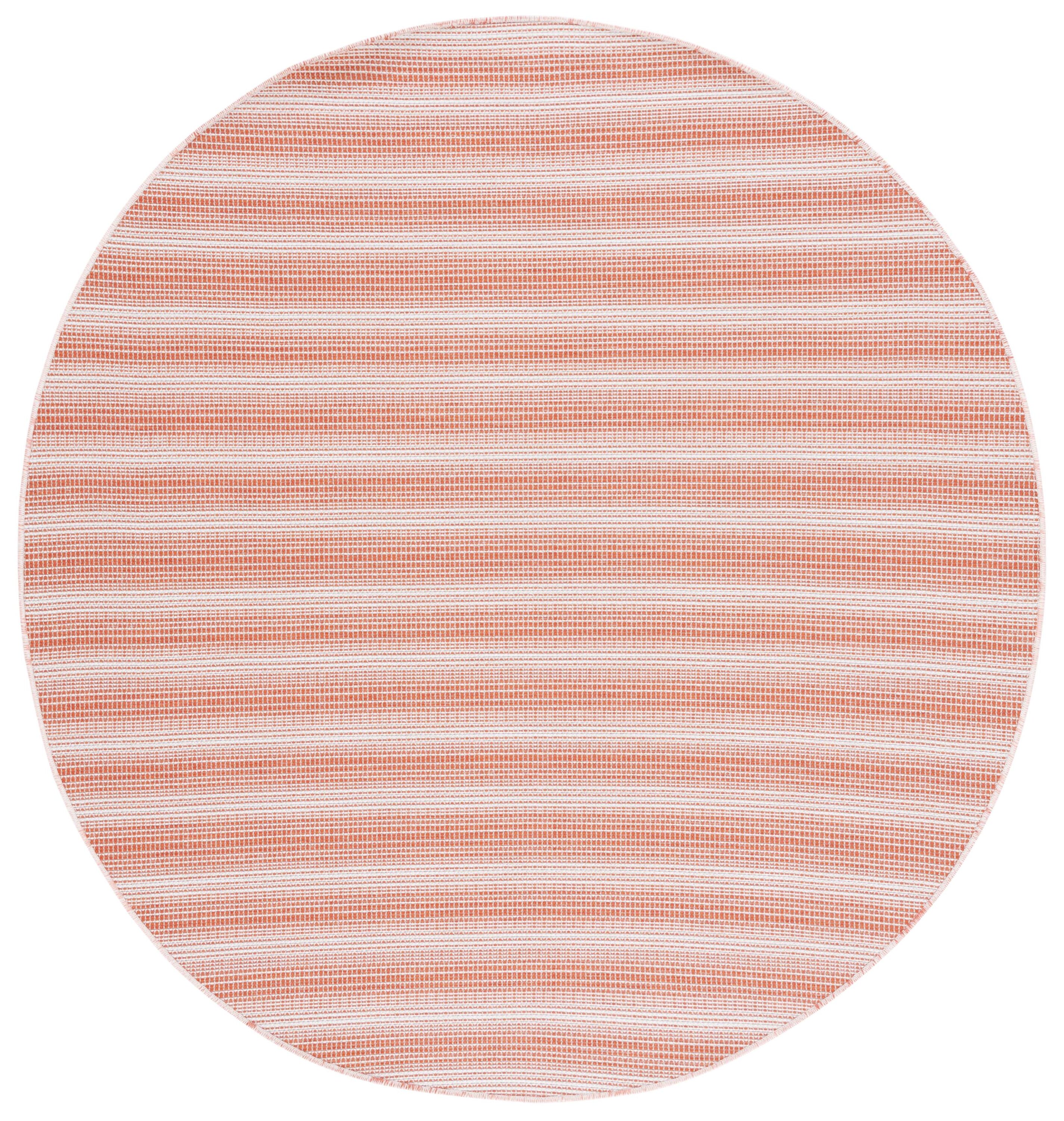 Safavieh HTN231S-7R 6 x 6 (ft) Loomed Polyester/Polypropylene Terracotta Round Indoor/Outdoor Stripe Mid-Century Modern Area rug