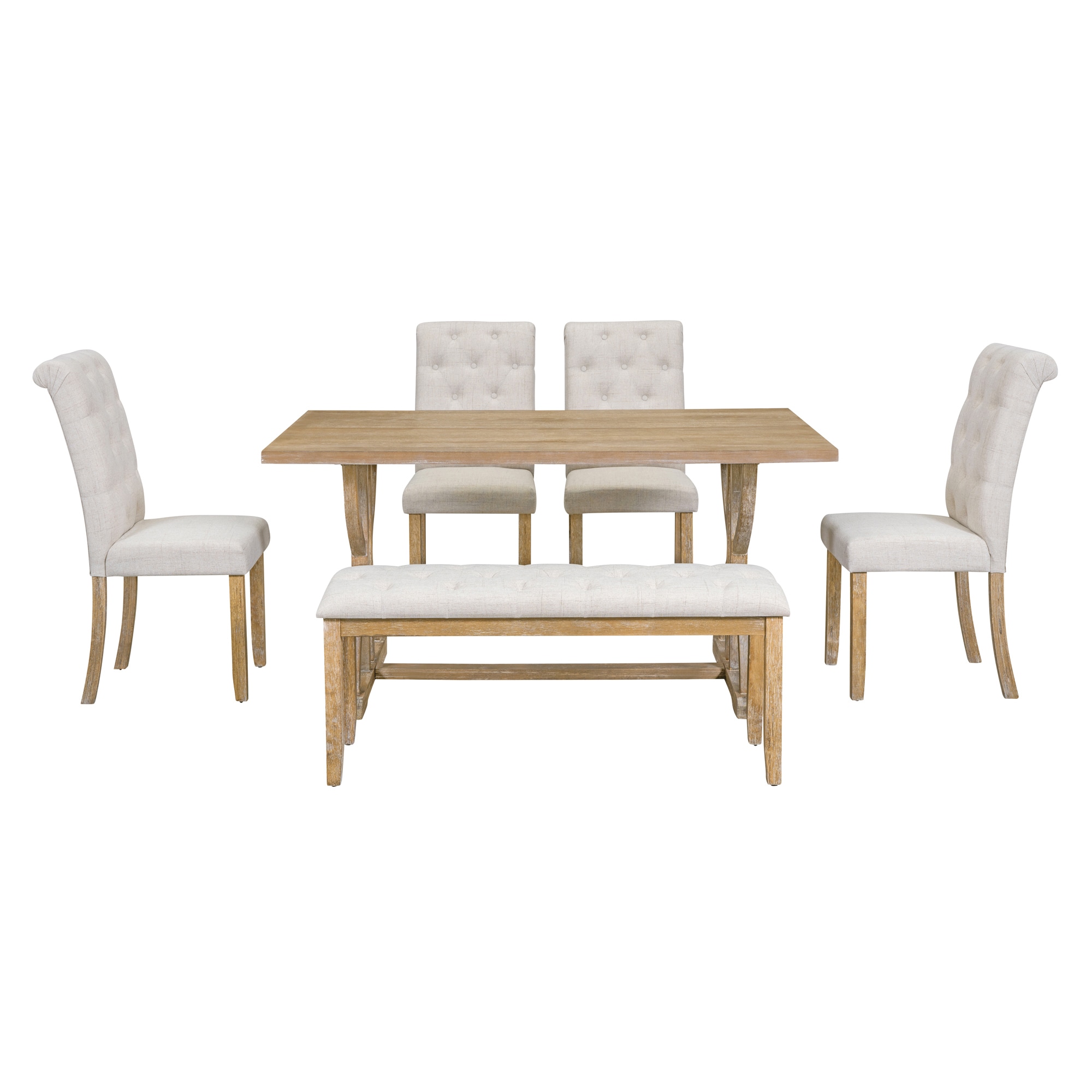 SINOFURN SYA330011BN Yellow Country Dining Room Set with Rectangular Table ( Seats 6 )
