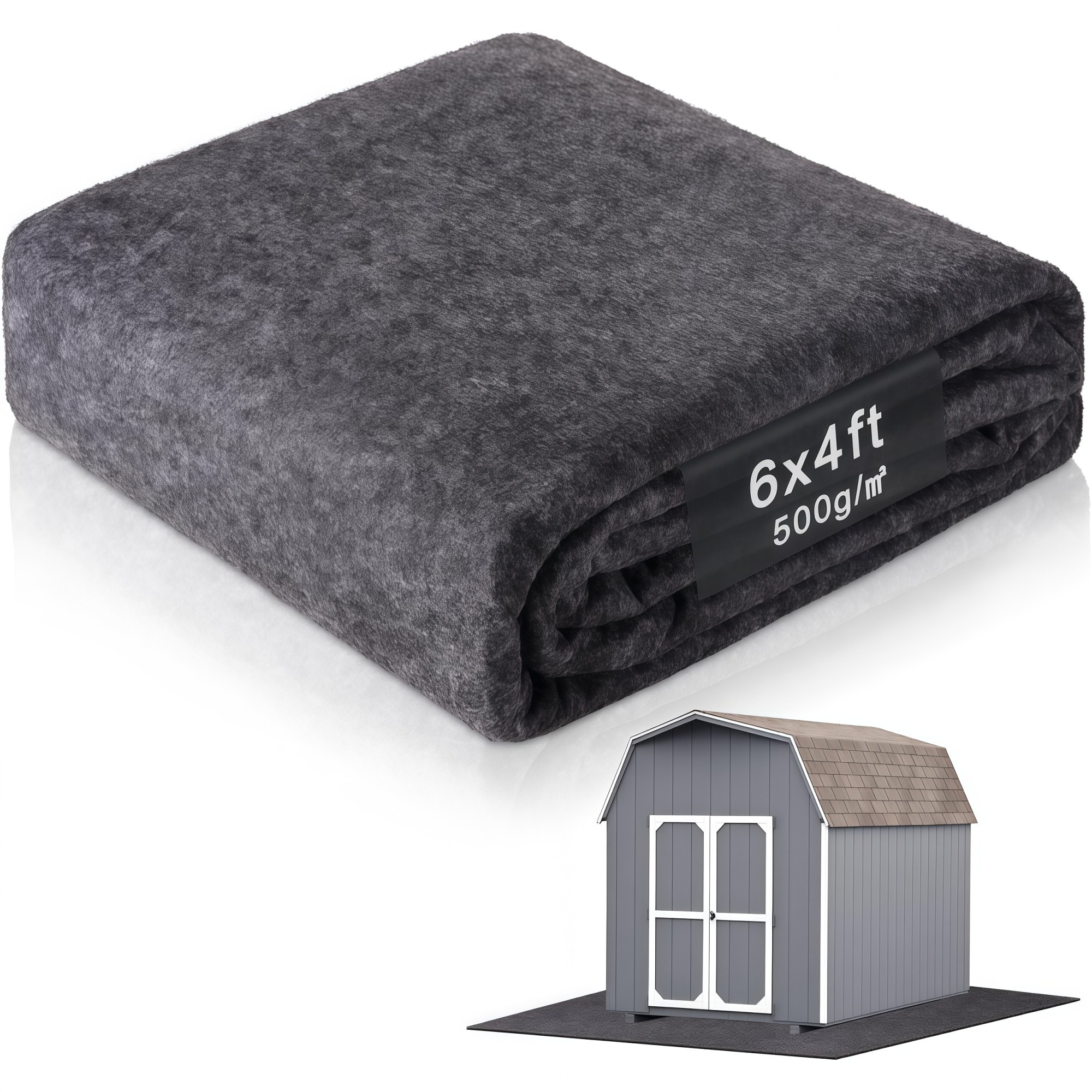 Numhew - 72in L 48in W 1-Floor Black Waterproof Outdoor Storage Shed Mat