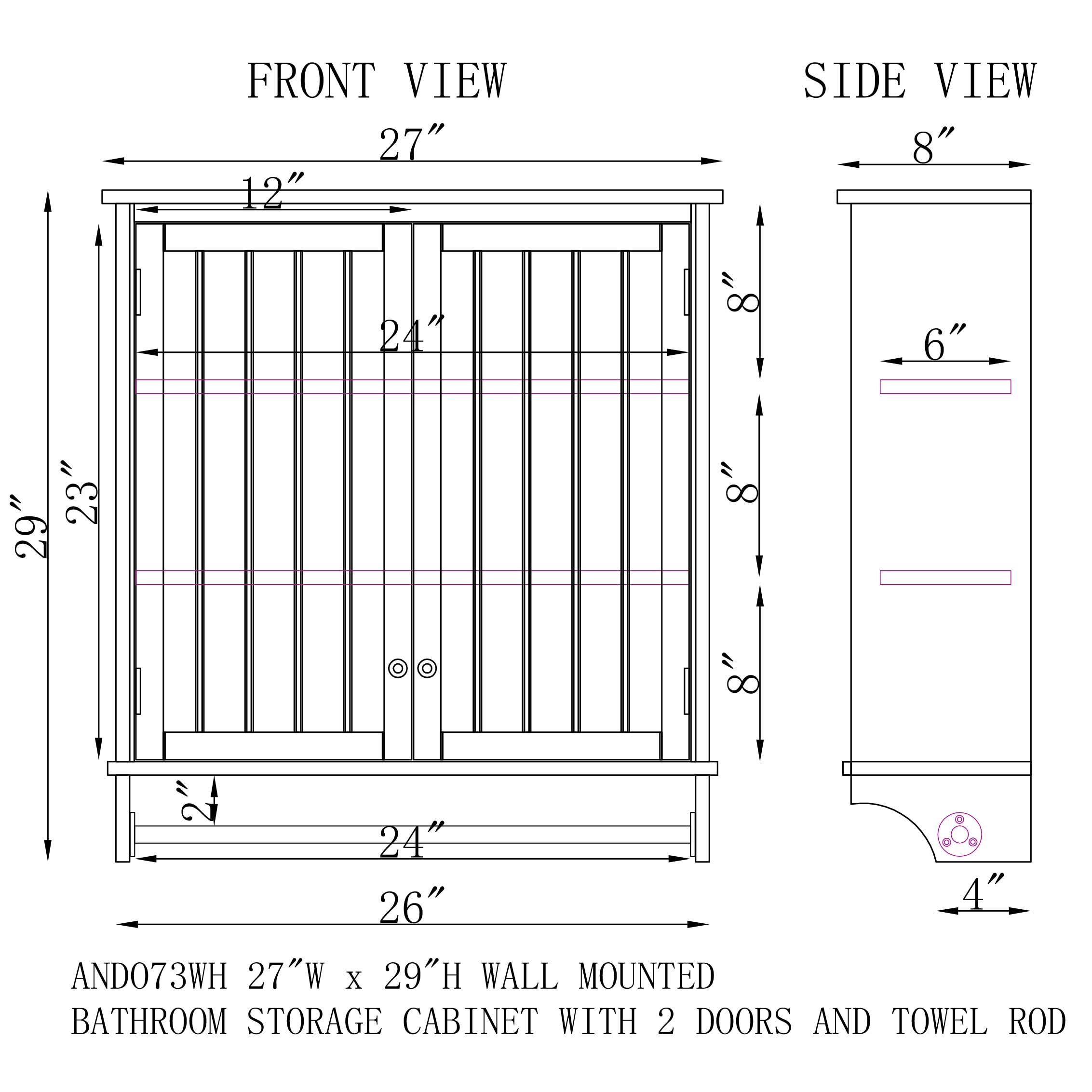 Alaterre Furniture ANDO73WH Bathroom-Shelves - View #6