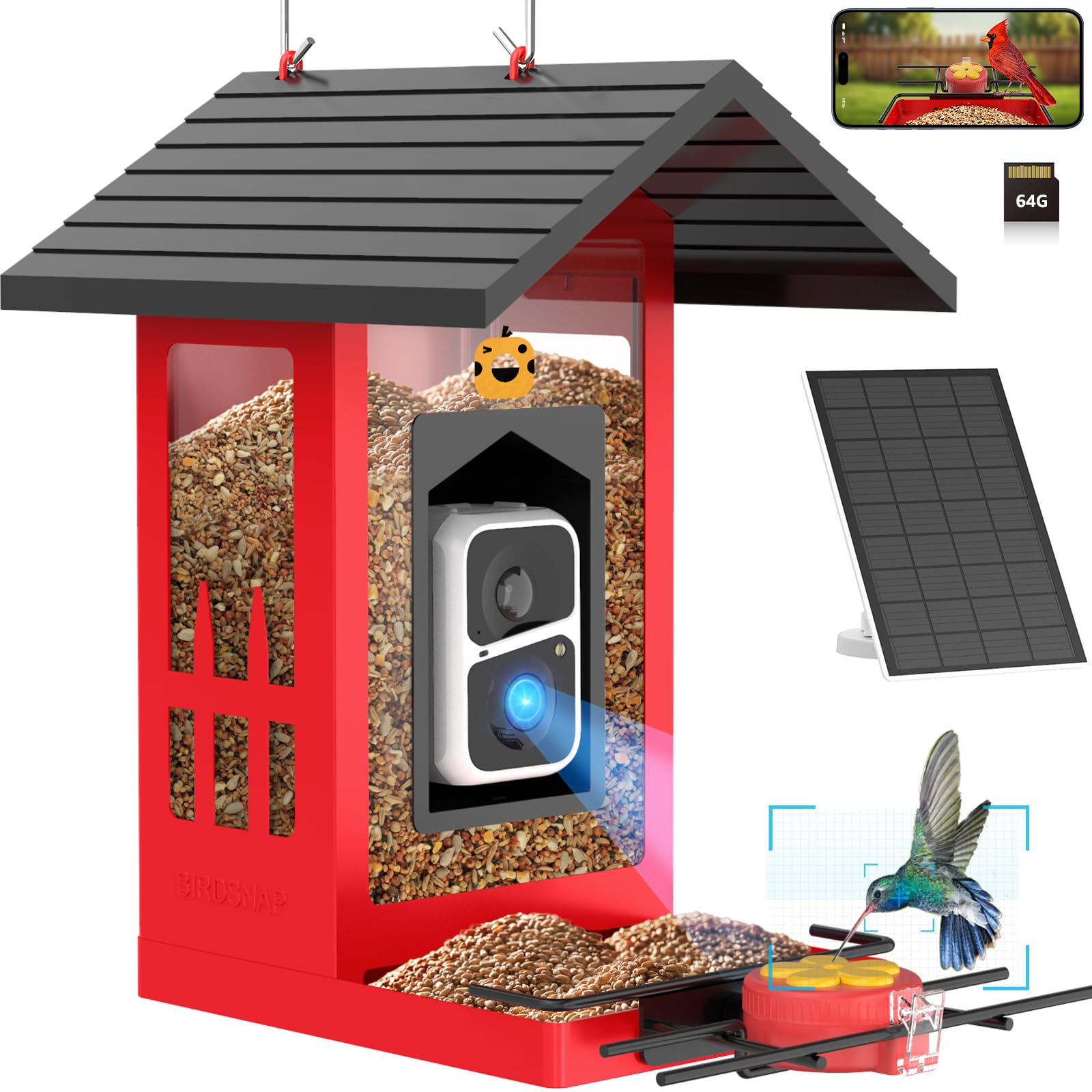 Berdz APS100 Metal Bird Feeder Steel Hanging/Post-mount Squirrel-Resistant Hopper Bird feeder - 1.65-lbs. 4-cake Capacity