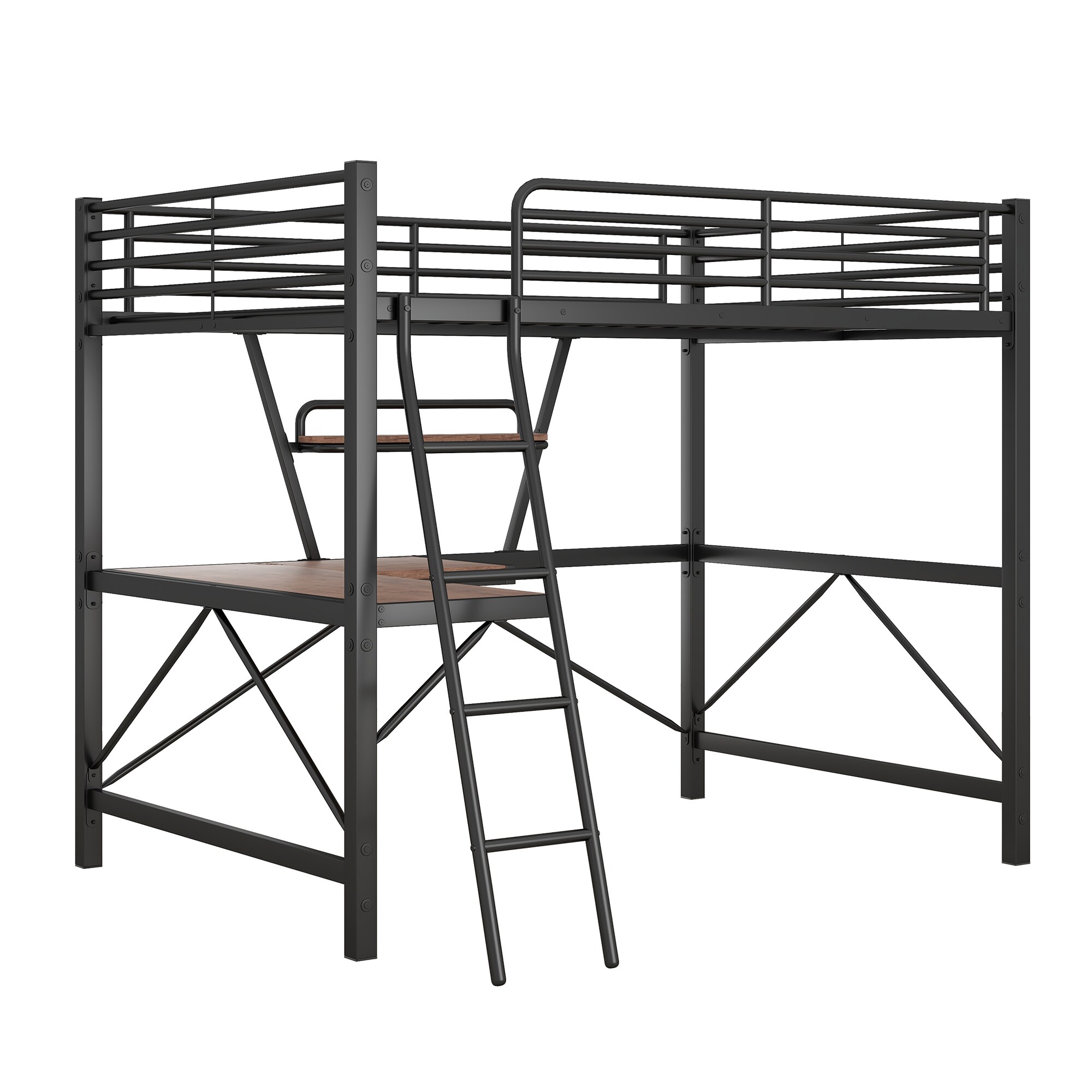 LETILY 2C122SZN Full Black Metal Bed Frame with Headboard