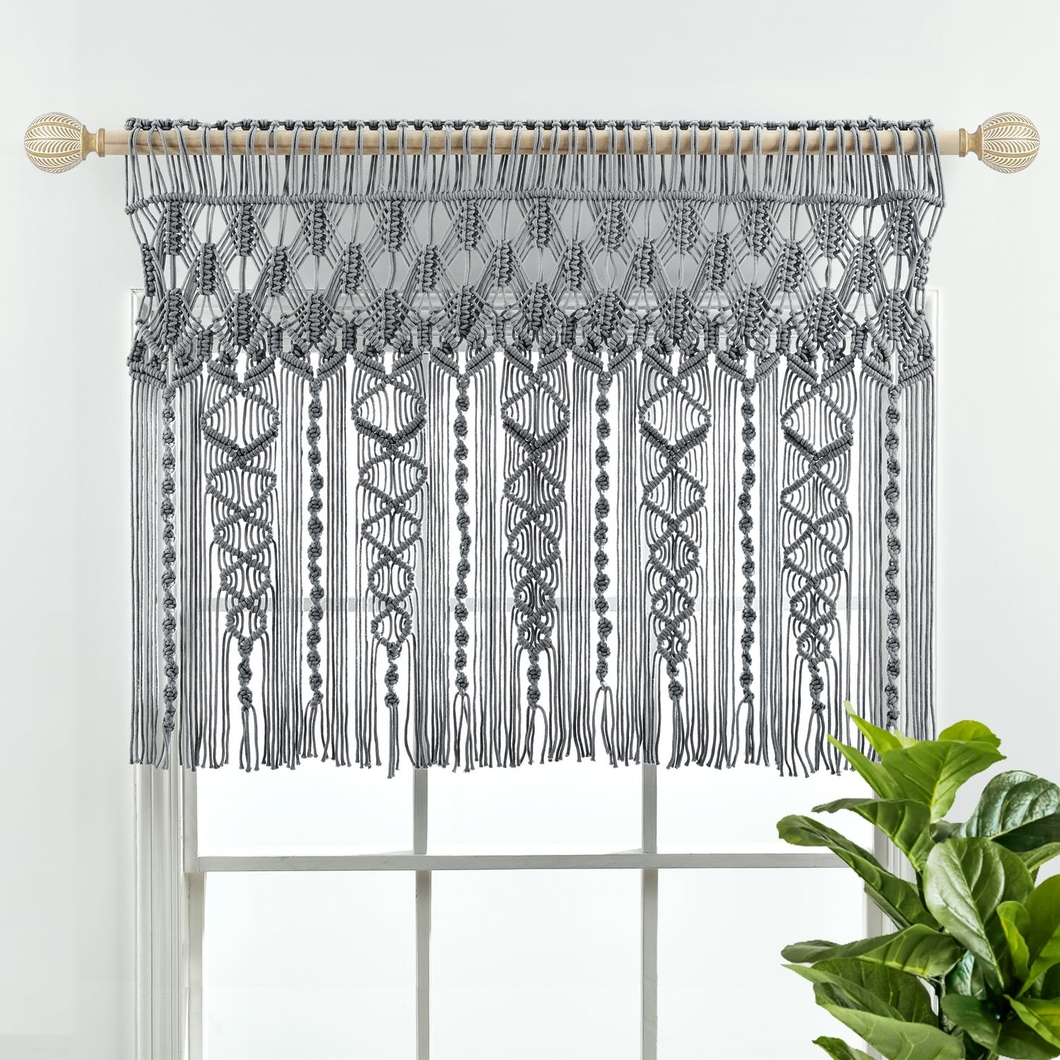 Lush Decor 16T005496 30-Inches Gray Cotton Rod pocket Valance