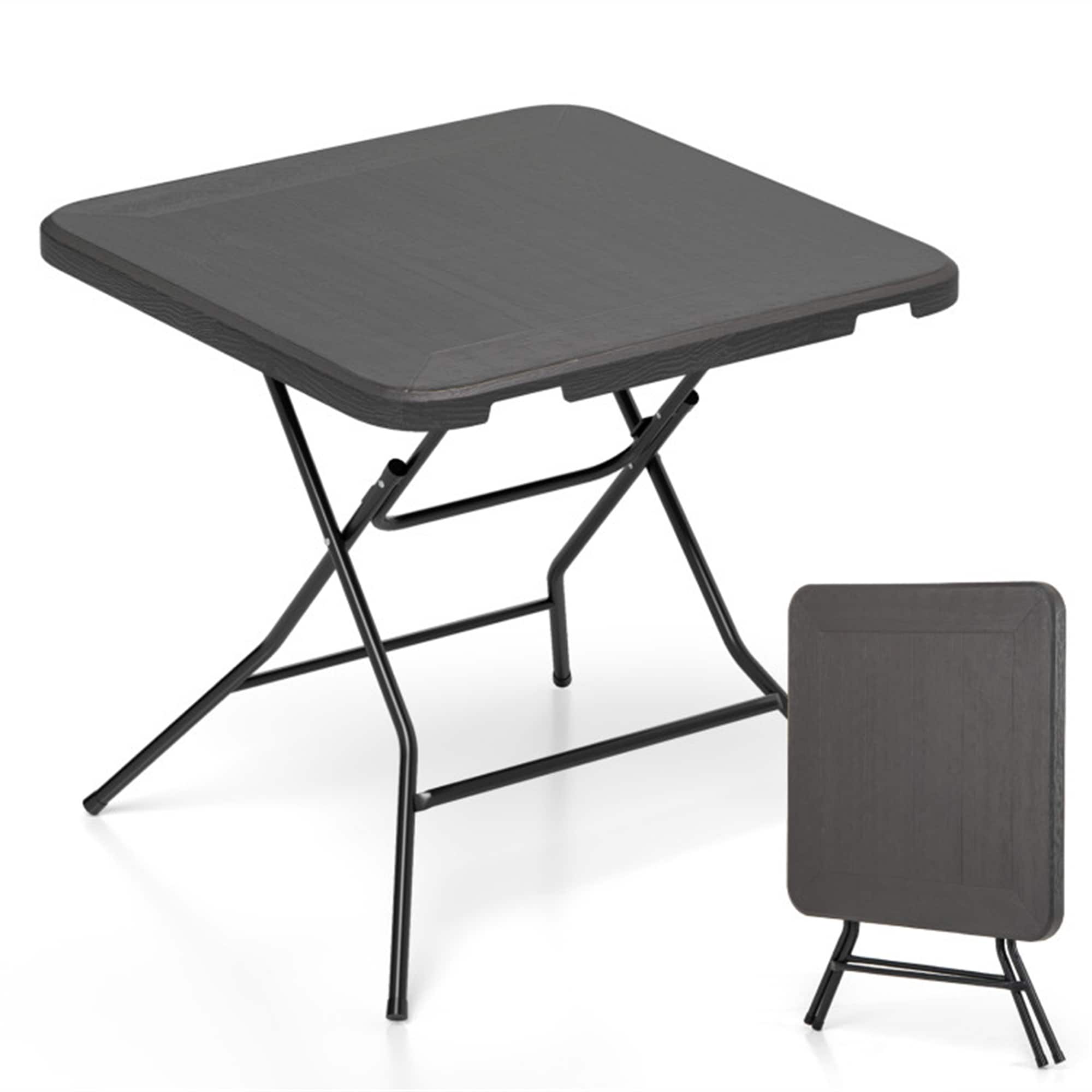 BABOOM BOM-11842BK-CO Foldable Patio Dining Table Square Outdoor Dining 31.5-in W x 31.5-in L