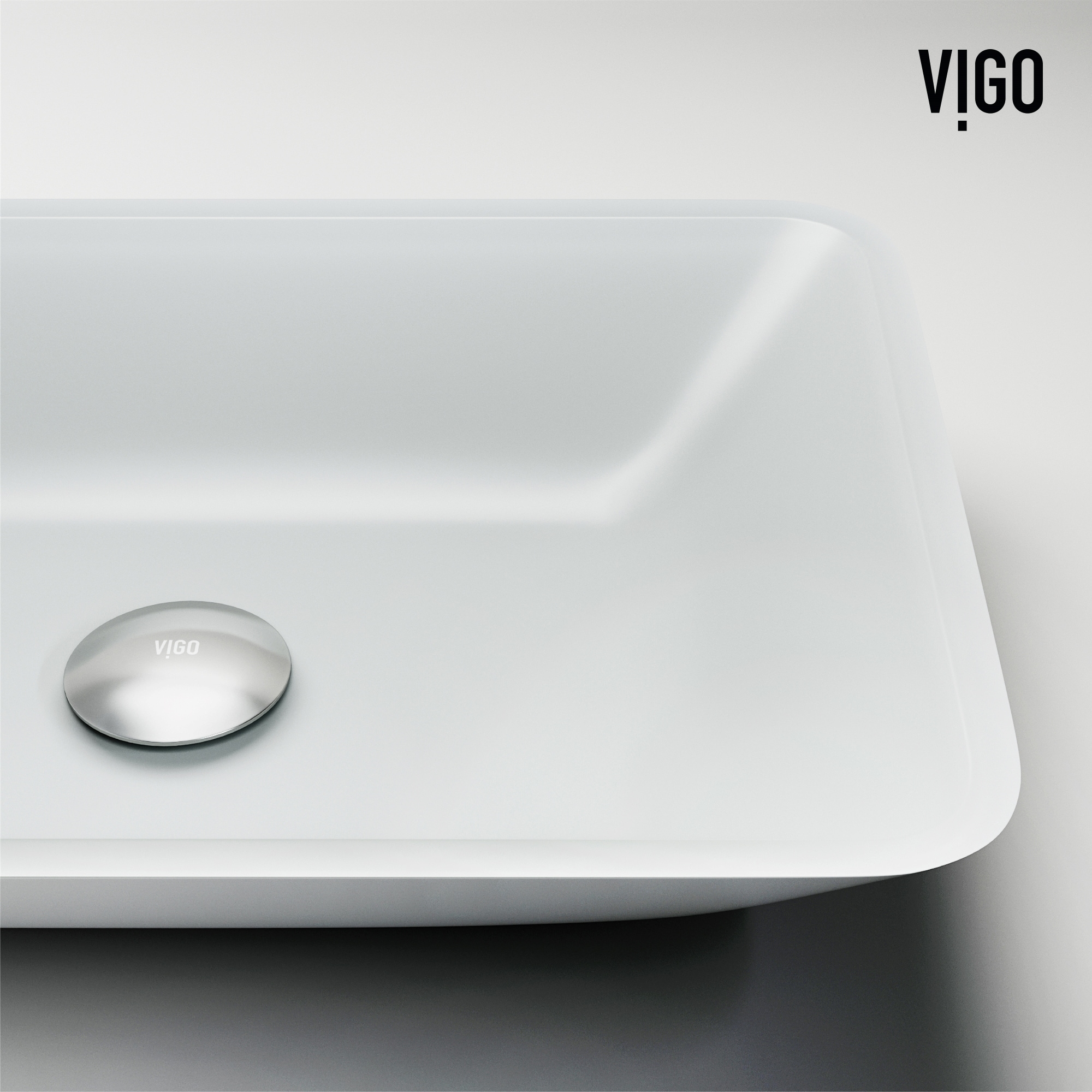 Sottile 18" Frosted Glass Rectangular Above-Counter Vessel Sink - White