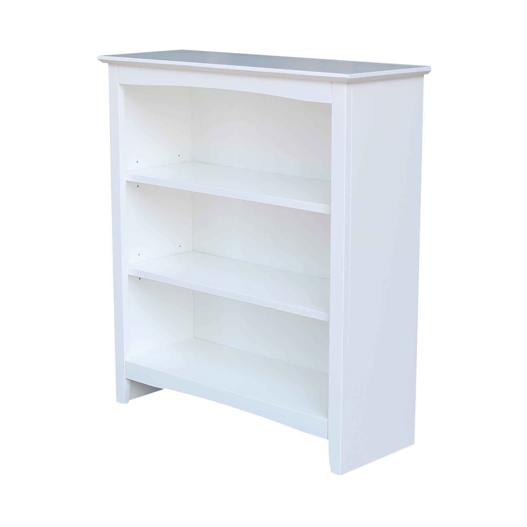 International Concepts White Wood 3-Shelf Bookcase (32-in W x 36