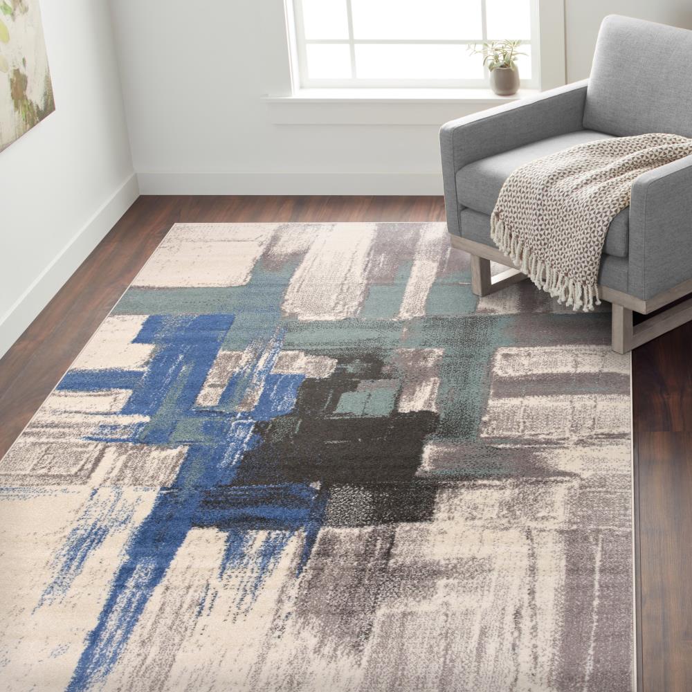 World Rug Gallery Arizona 5 x 7 Blue Indoor Abstract Mid-Century Modern ...