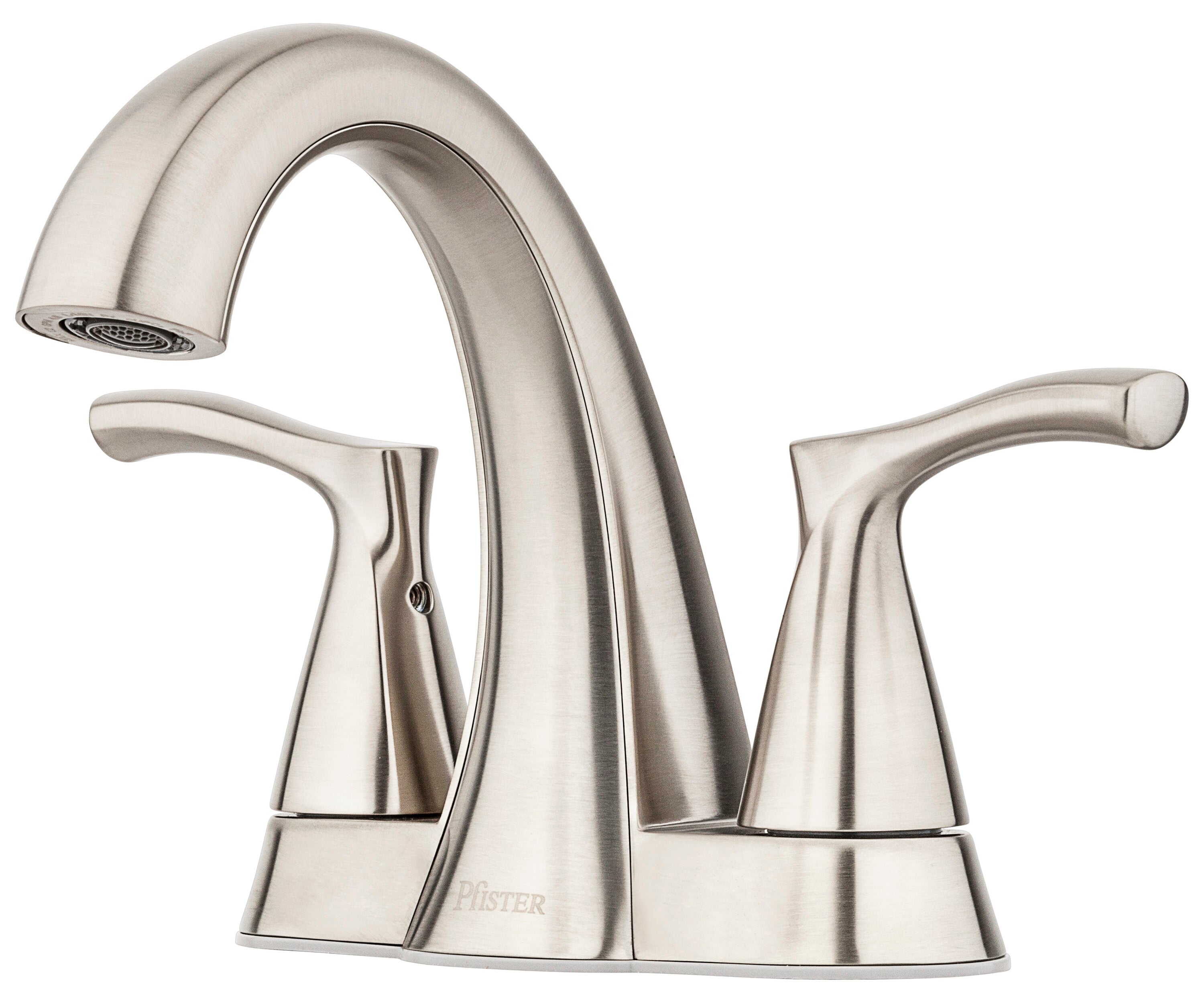 Pfister Masey Brushed Nickel 4-in centerset 2-handle WaterSense Bathroom  Sink Faucet with Drain and Deck Plate (6.031-in)
