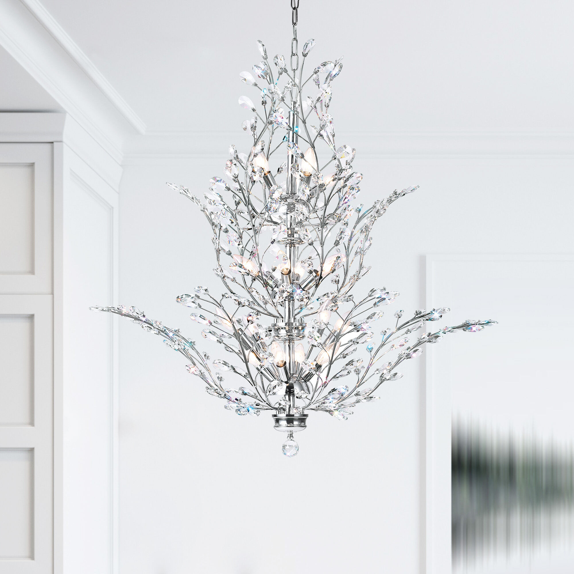 Ivy 40'' Chrome and Crystal 18-Light Chandelier