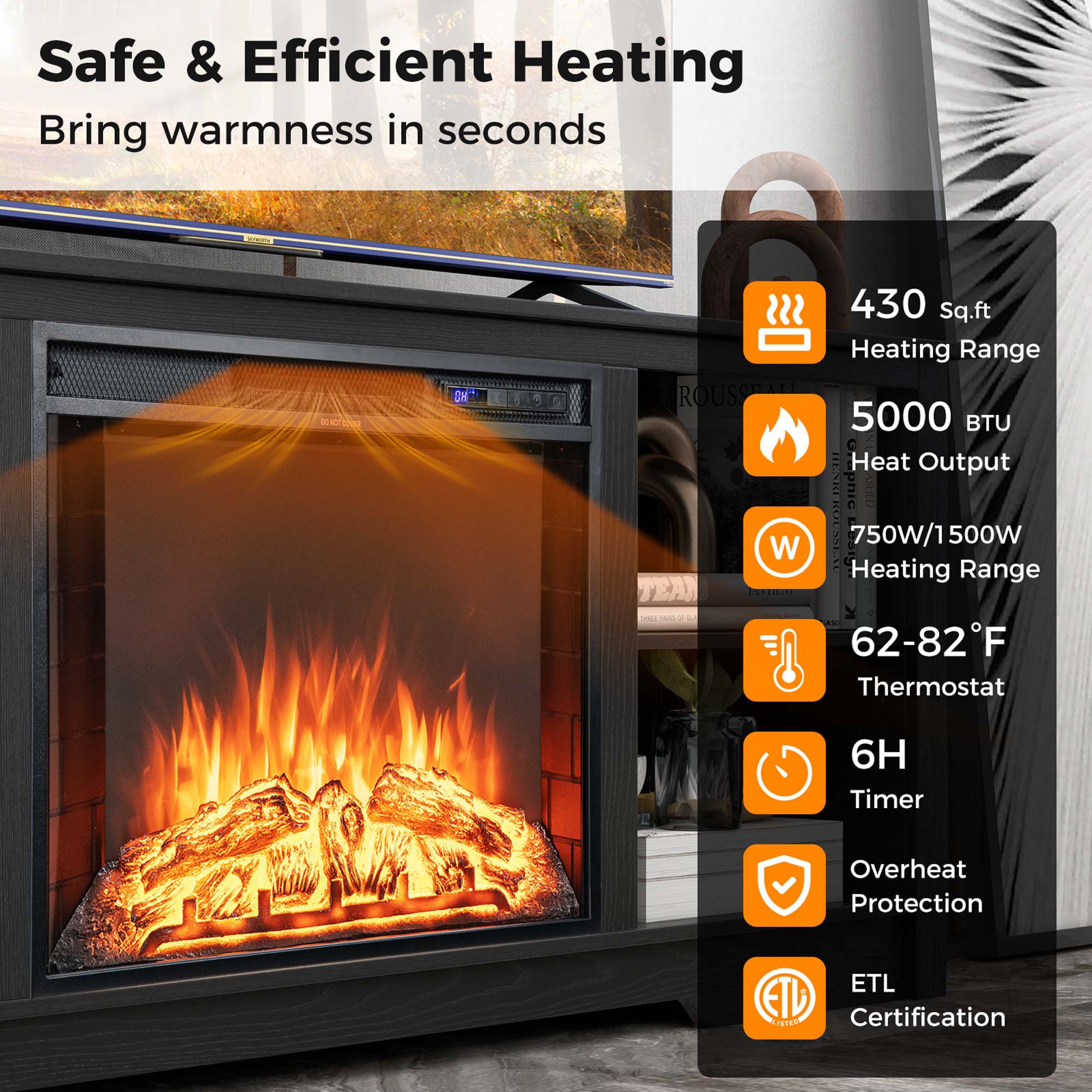 Costway HCST00947 Electric-Fireplaces - View #4