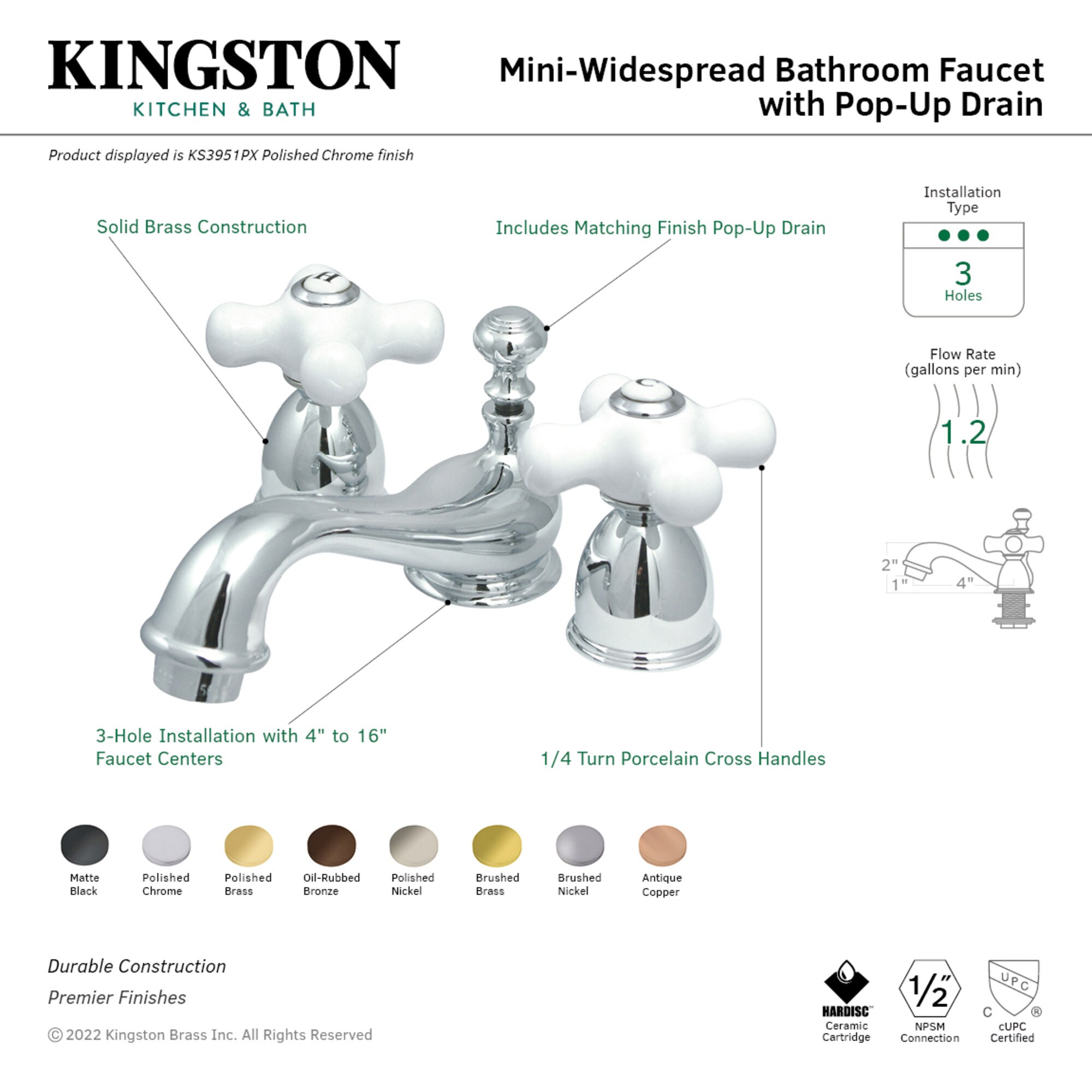 Kingston Brass WLKS3951PX Lavatory-Faucets - View #2