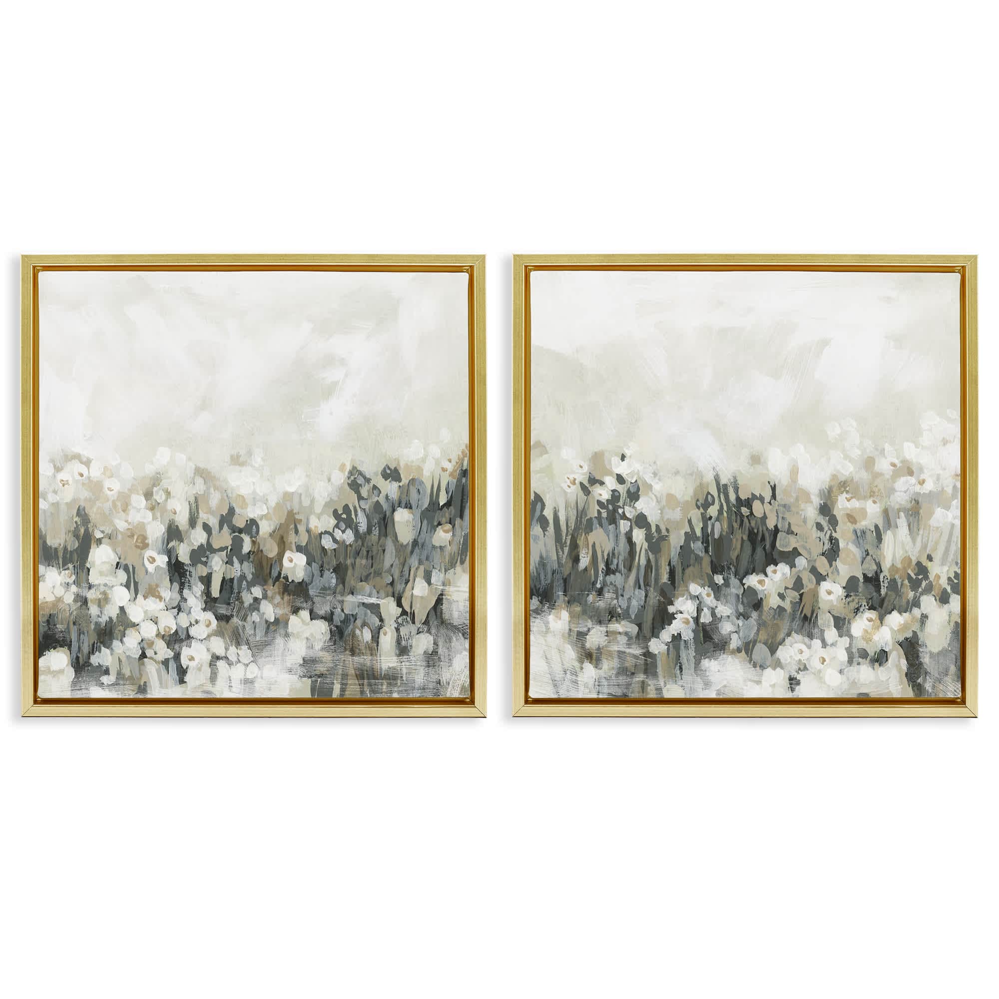 Stupell Industries B2-768-FFG-2PC-17X17 Brushed Flower Meadow Impressions 2pc Floating Frame Set design by June Erica Vess