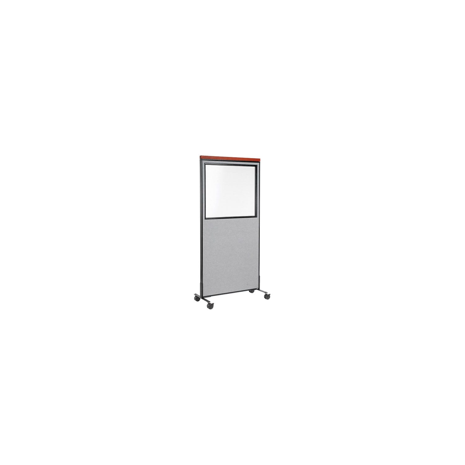 Global Industrial 695792WMGY 36-14-inW x 100-12-inH Deluxe Mobile Office Partition Panel with Partial Window Gray