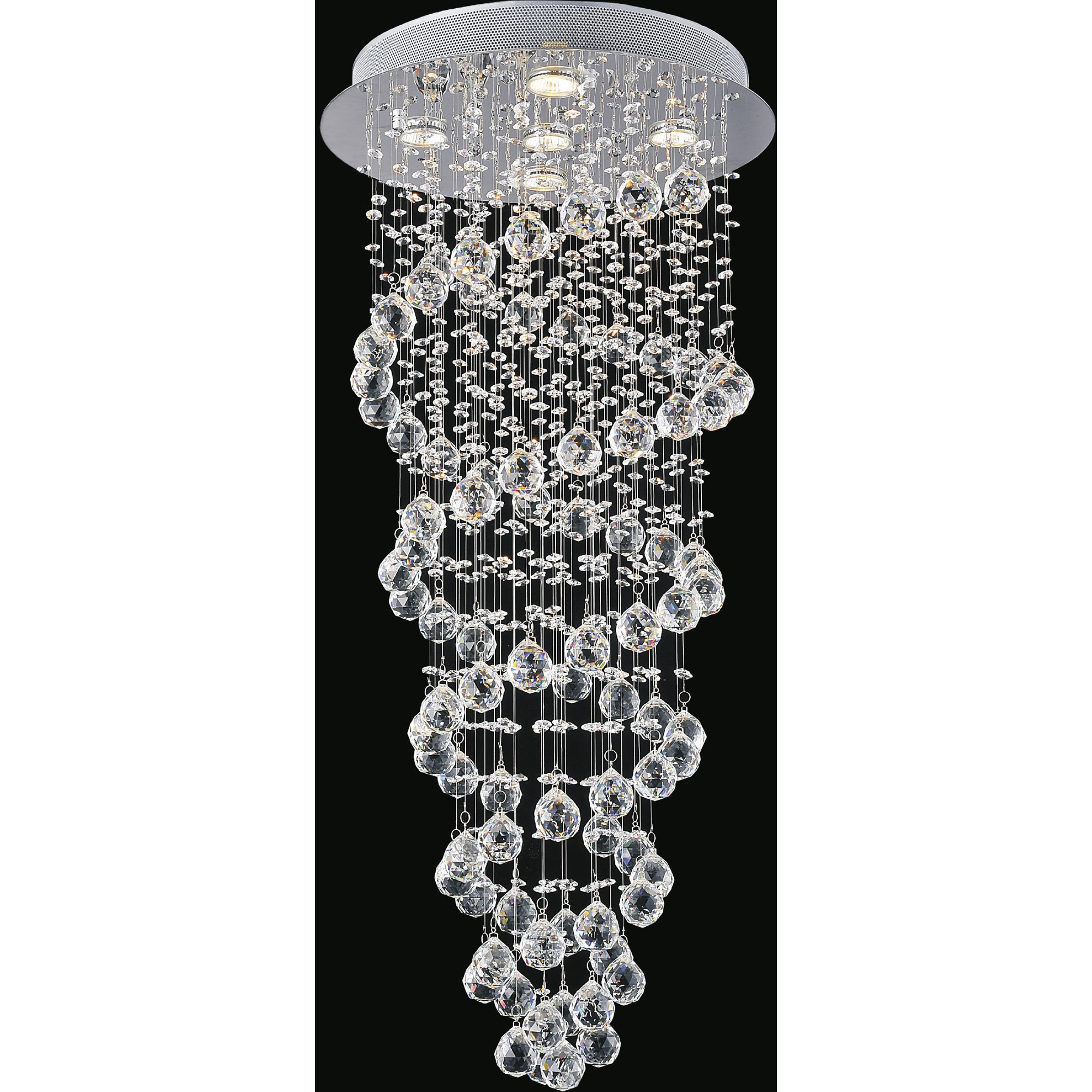 CWI Lighting 6606C18C Double Spiral 5-Light 18-in Chrome Flush Mount Light