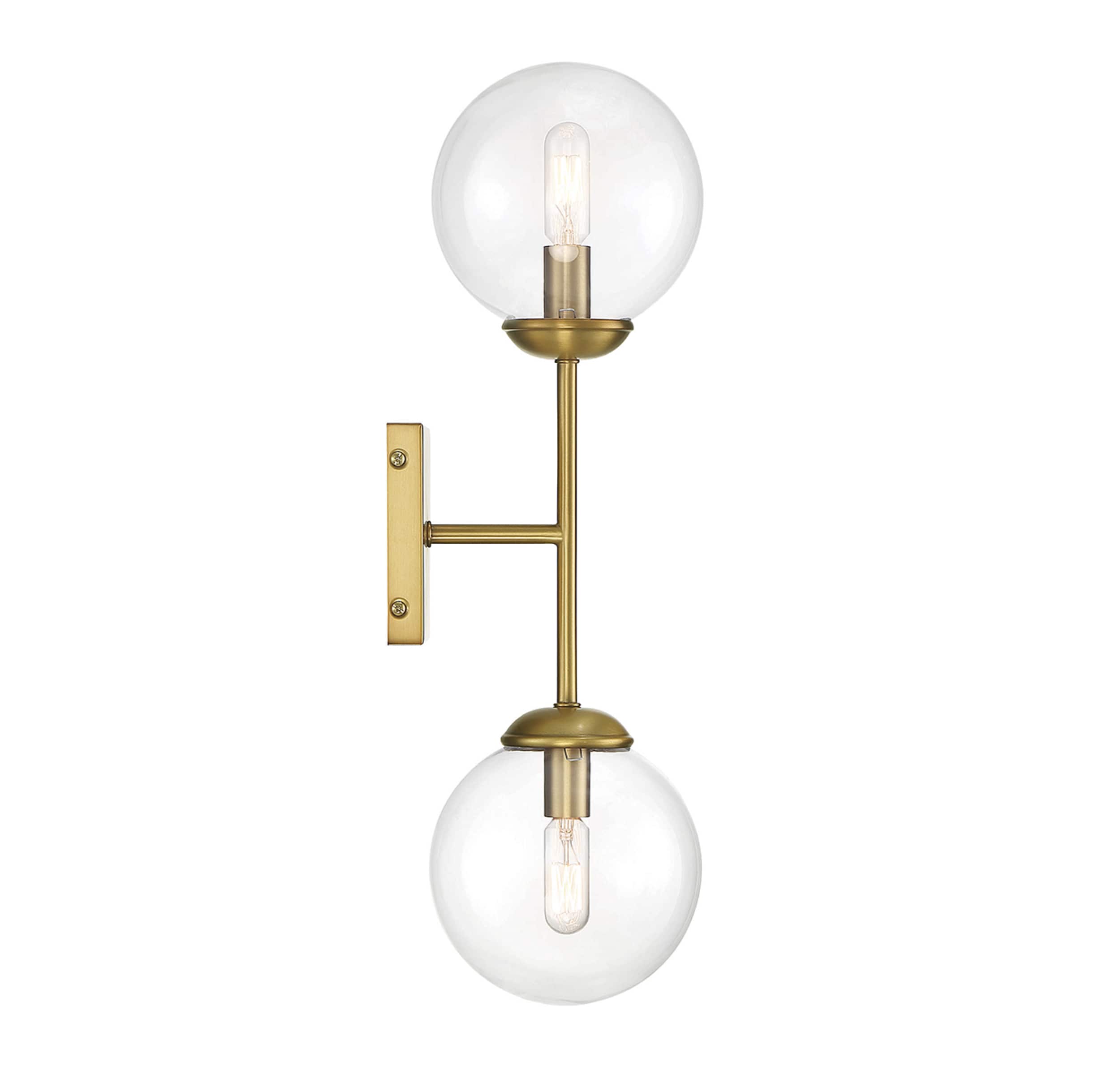 Transitional Globe-Shaded Brass Wall Sconce, Dimmable