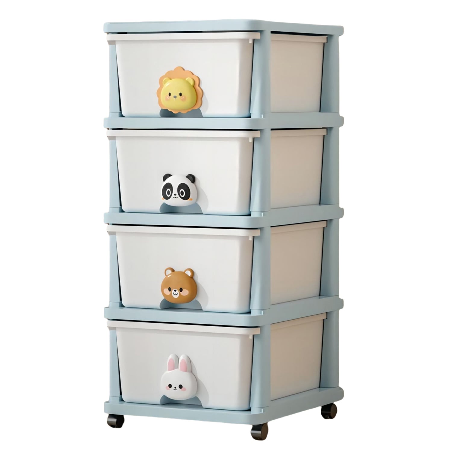 ToolCat PLP1-47-BHH 4 -Drawers White+Blue Plastic Storage Drawer cart 31.5-in H x 13.39-in W x 15.75-in D