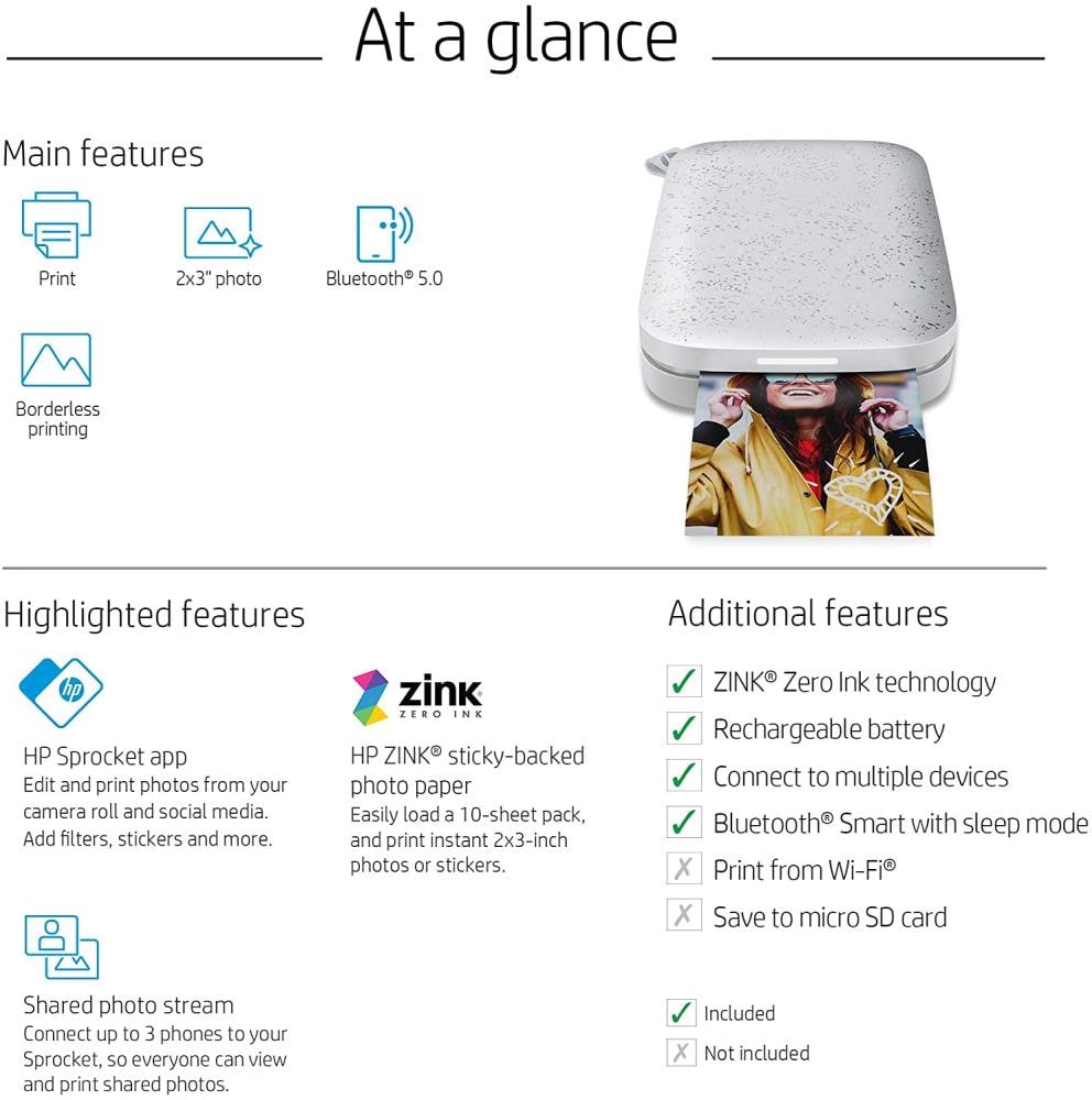 HP Sprocket 2x3 Premium Zink Sticky Back Photo Paper (20 Sheets