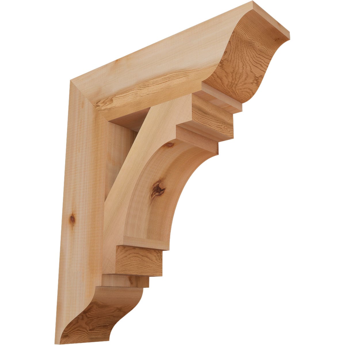 Ekena Millwork BKT06X22X26MRC01SWR Merced traditional smooth 5-1/2-in x 22-in x 26-in Western red cedar Brown Wood Standard bracket