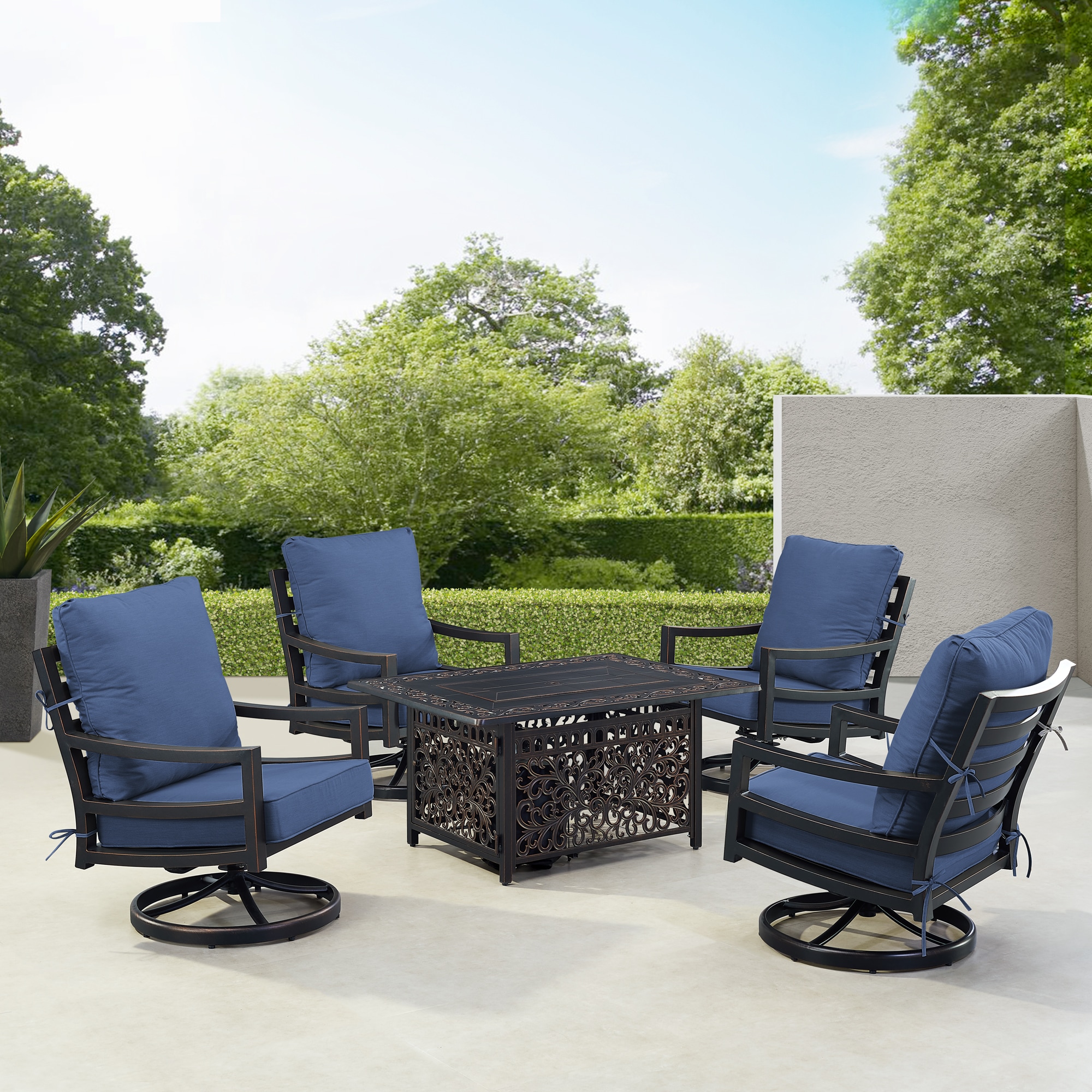 Oakland Living HUDSON4CHCABOSBLCU Patio-Conversation-Sets - View #3